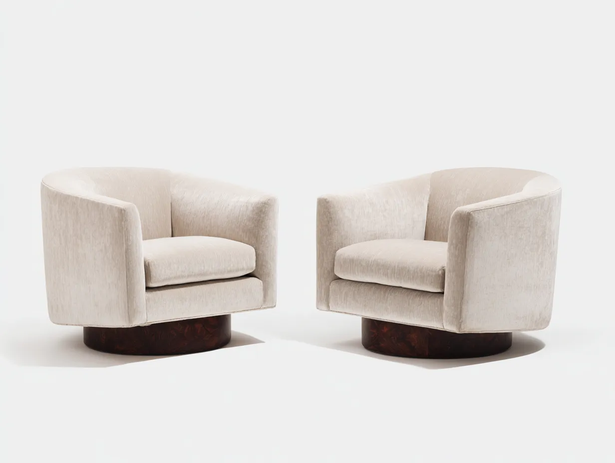 Sessel 2er-Set Samt 80x76x77 cm - Beige und Braun - Knopfheftung für Wohnzimmer-Havoraminest