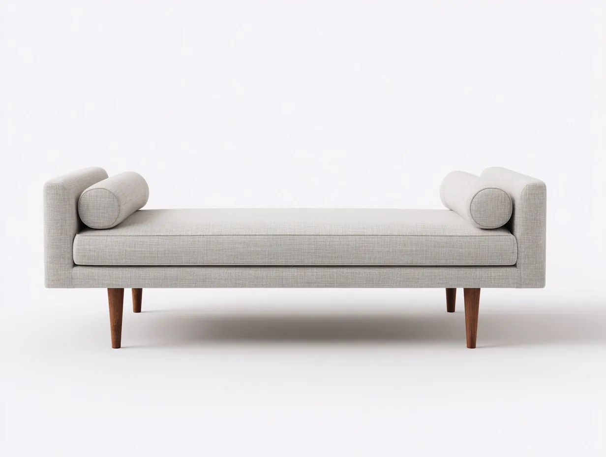 Bank Leinenoptik 204x75x66 cm - Grau und Braun - lange Sitzbank für Schlafzimmer-Havoraminest