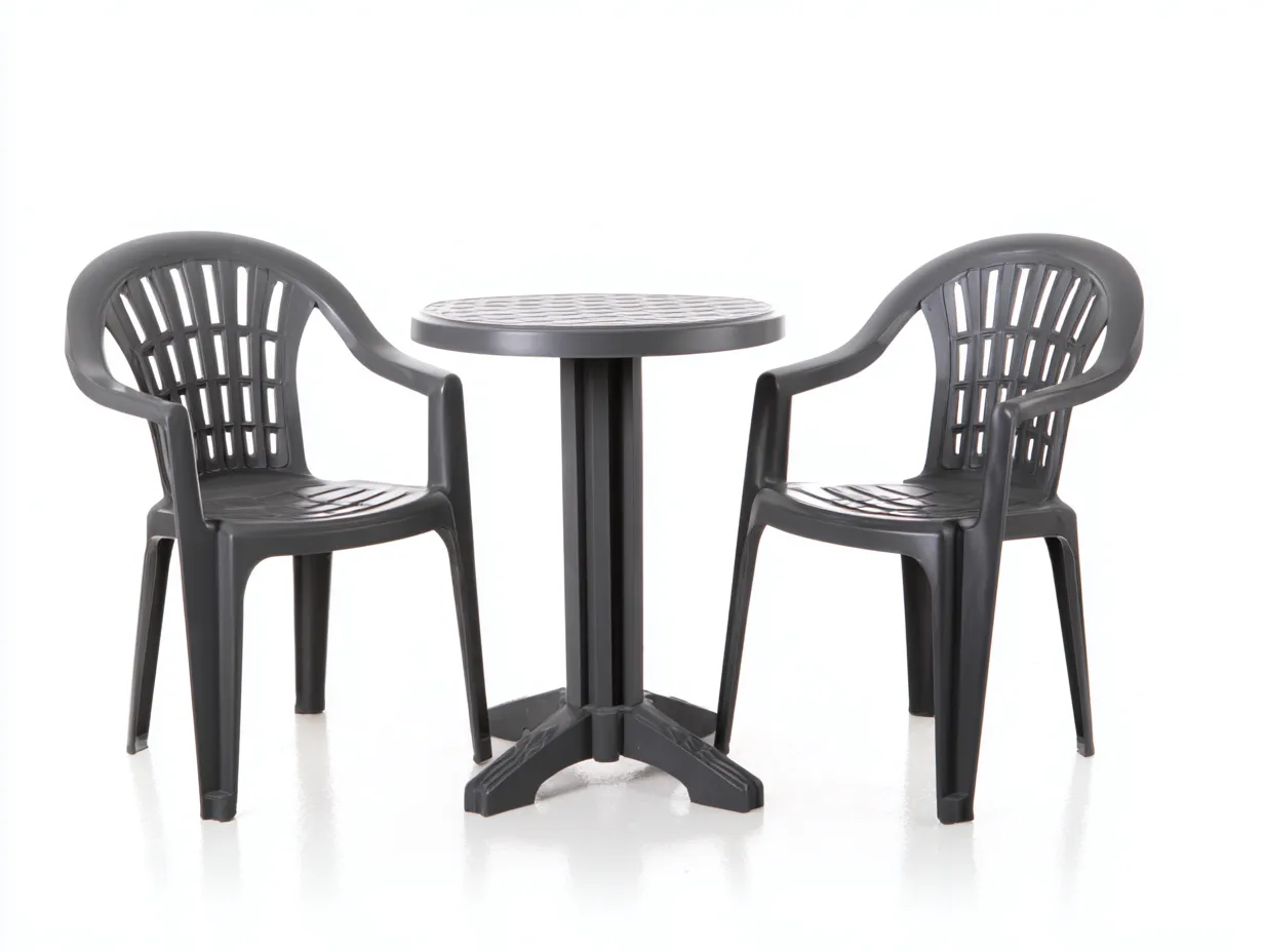 Essgruppe Kunststoff 77x77x74 cm - anthrazit - Outdoor-Sitzgruppe mit Gitterstruktur-Sanorihome