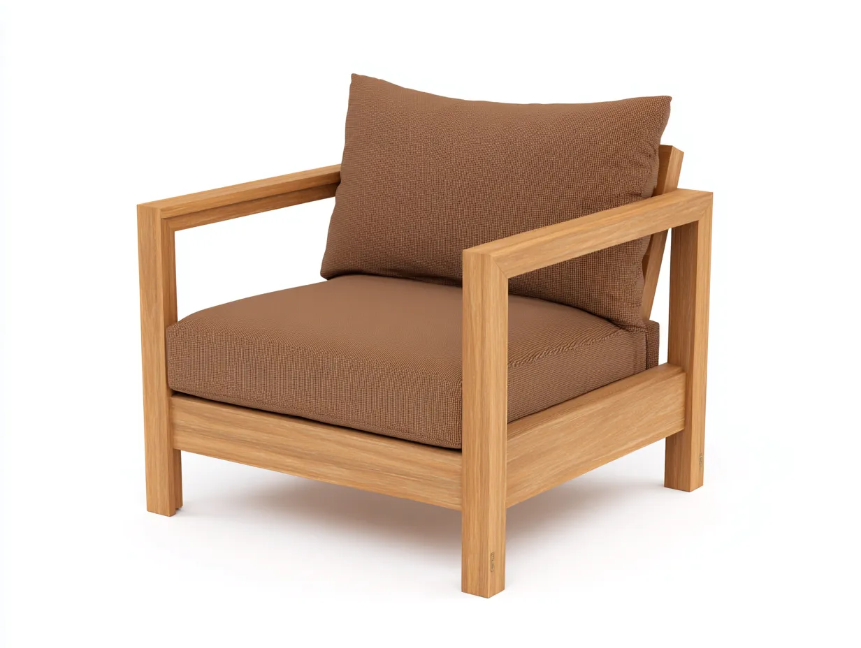 Loungesessel aus Teakholz 78x76x75 cm - Natur und Braun - für Garten und Terrasse im offenen Outdoorstil-Sanorihome
