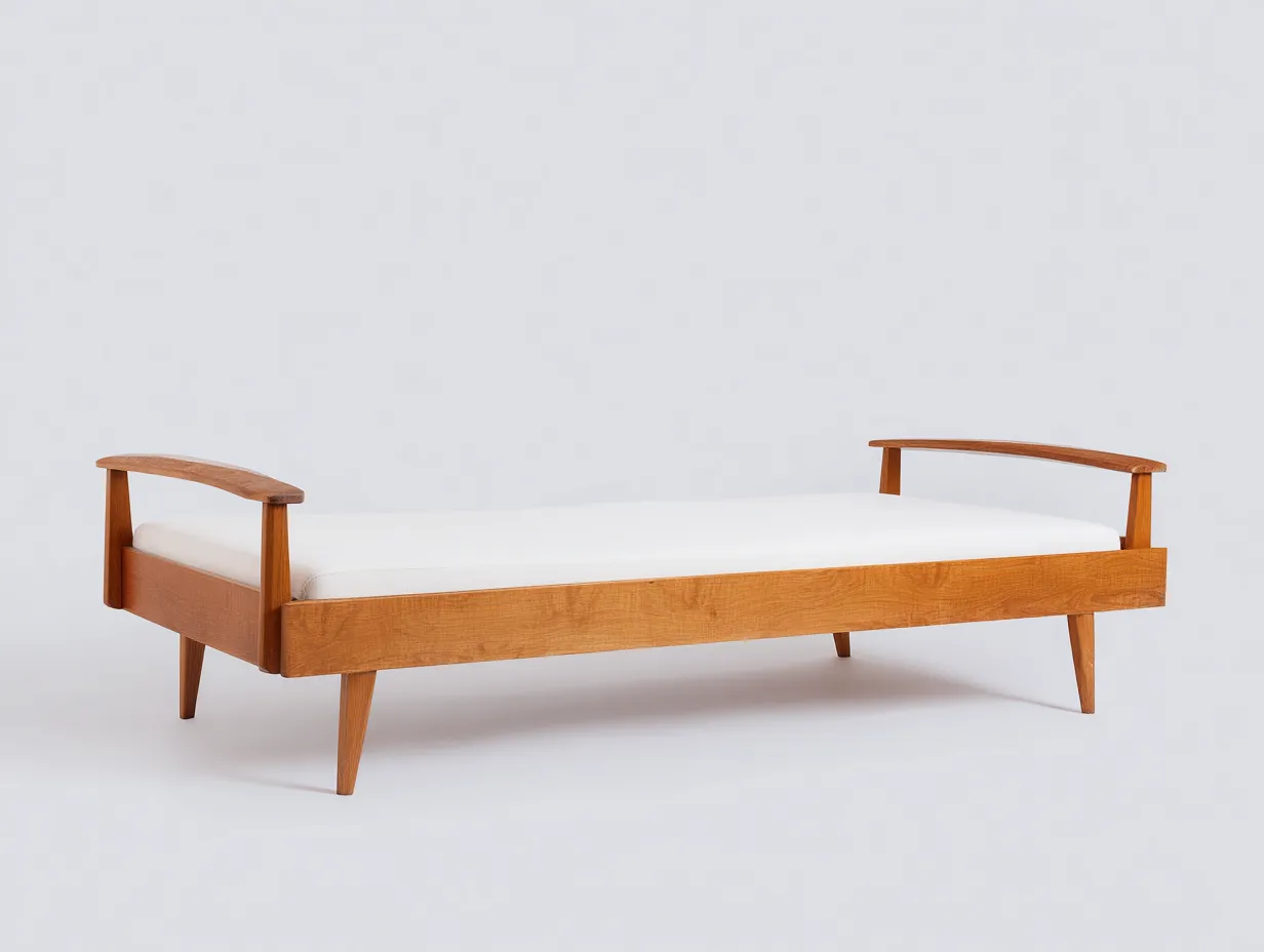 Bett aus Holz 206x96x60 cm - naturbraun - niedriges Schlafzimmerbett-Sanorihome