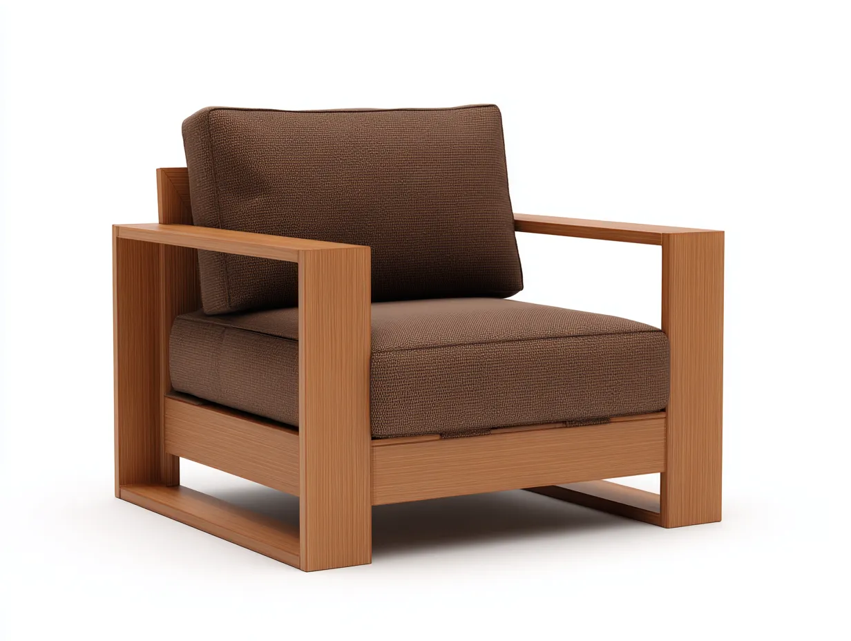 Loungesessel aus Teakholz 81x79x75 cm - Natur und Braun - für Garten und Terrasse mit weicher Linienführung-Sanorihome