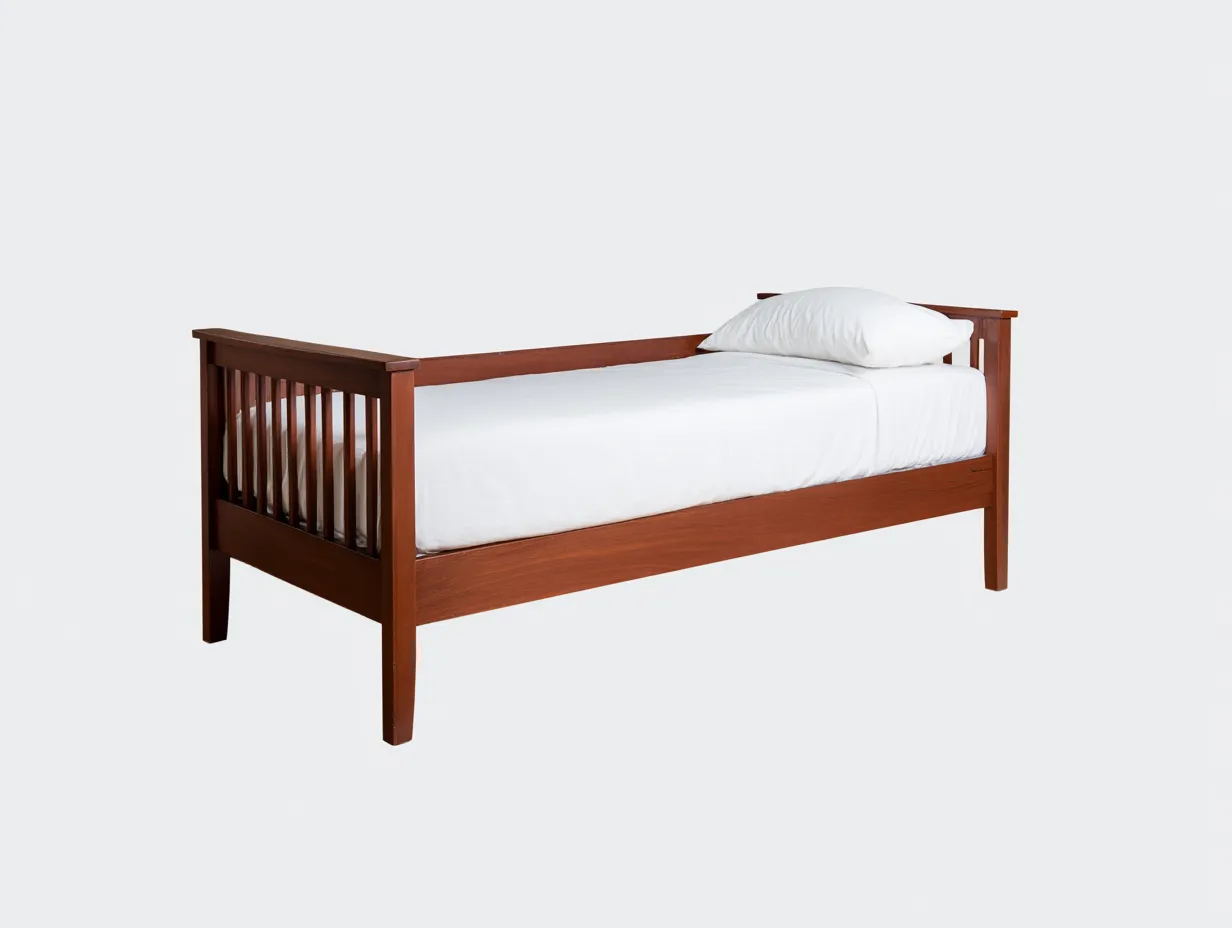 Bett aus Holz 207x96x64 cm - hellbraun - Einzelbett mit runden Pfosten-Sanorihome