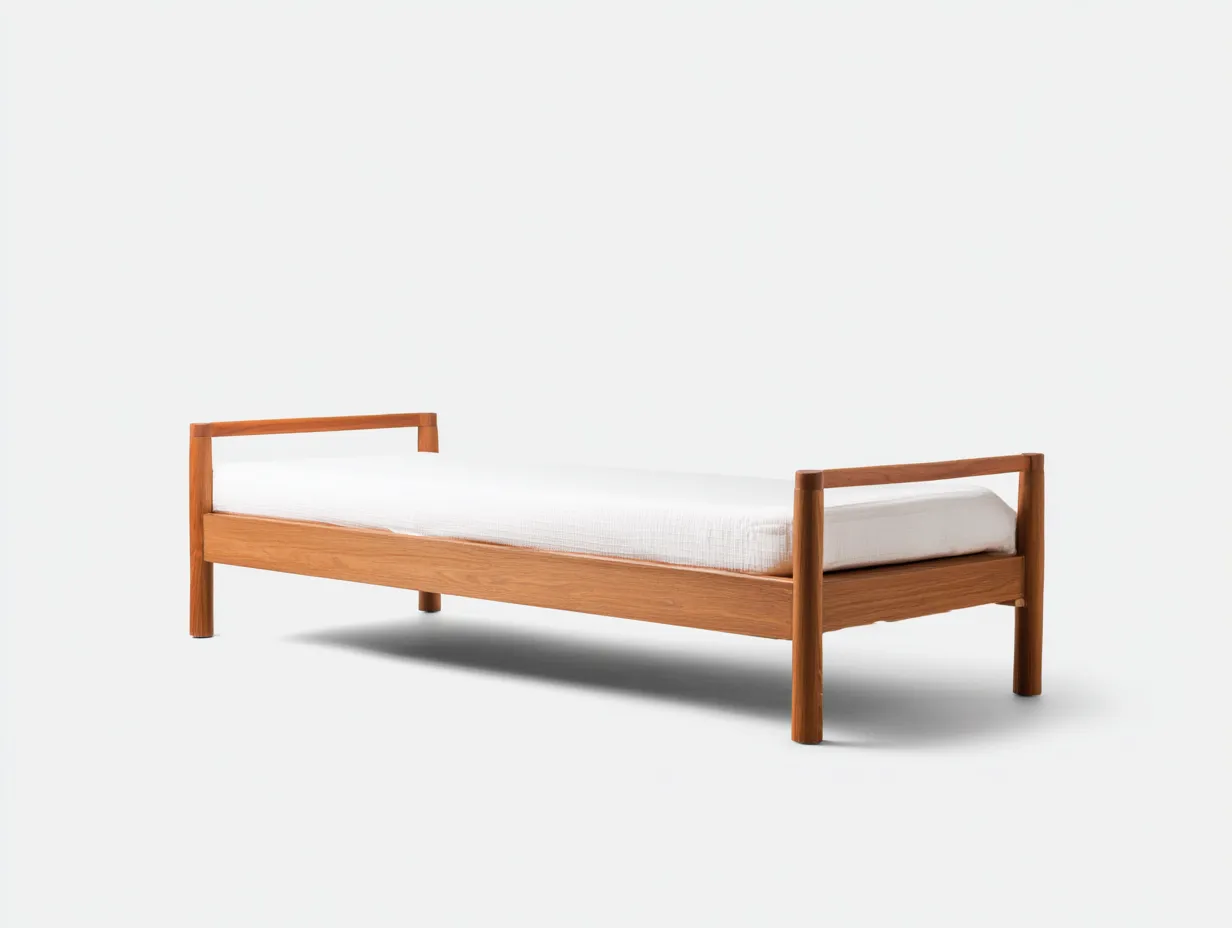 Bett aus Holz 208x99x76 cm - honigbraun - Tagesbett mit Rückenleiste-Sanorihome