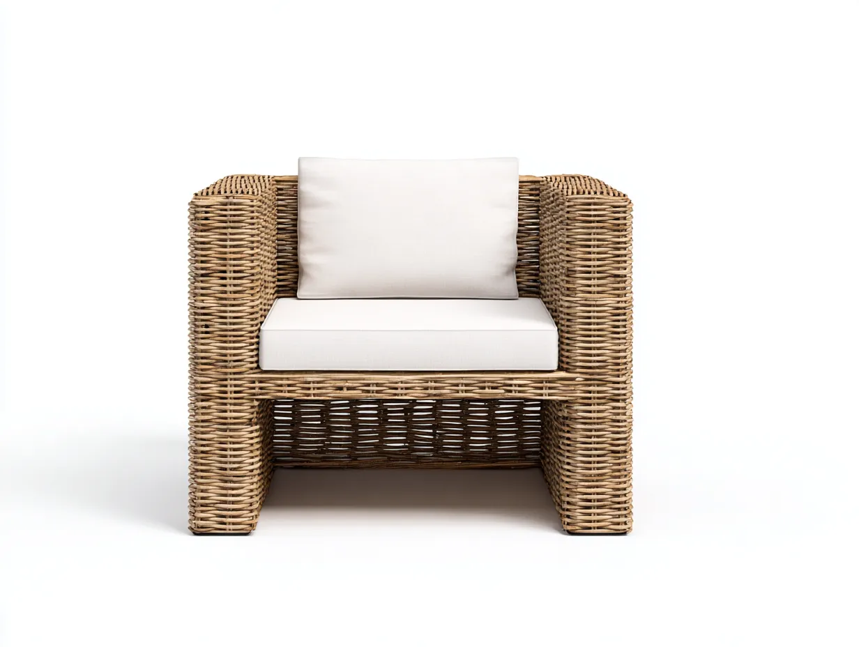 Loungesessel aus Holz 79x81x76 cm - Natur und Braun - für Garten und Terrasse im markanten Kubusdesign-Sanorihome