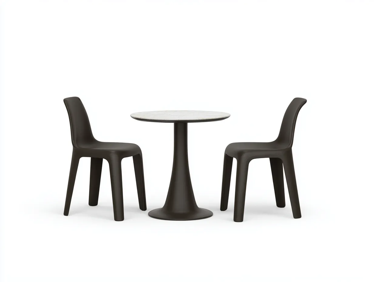 Essgruppe Kunststoff 75x75x75 cm - dunkelgrau und hellgrau - runder Outdoor-Bistrotisch-Sanorihome