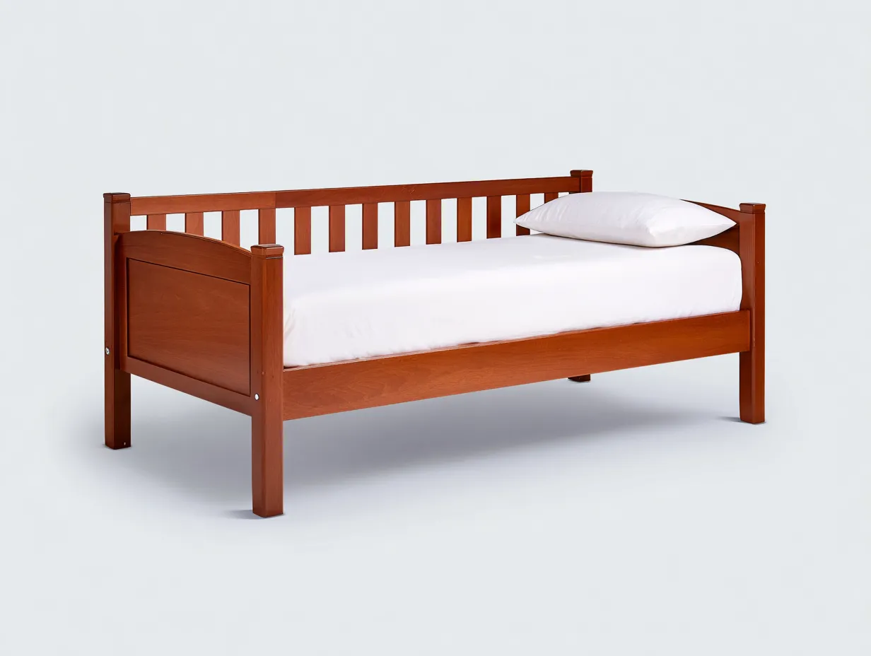 Bett aus Holz 208x98x68 cm - eichenbraun - Tagesbett mit geschwungenen Leisten-Sanorihome