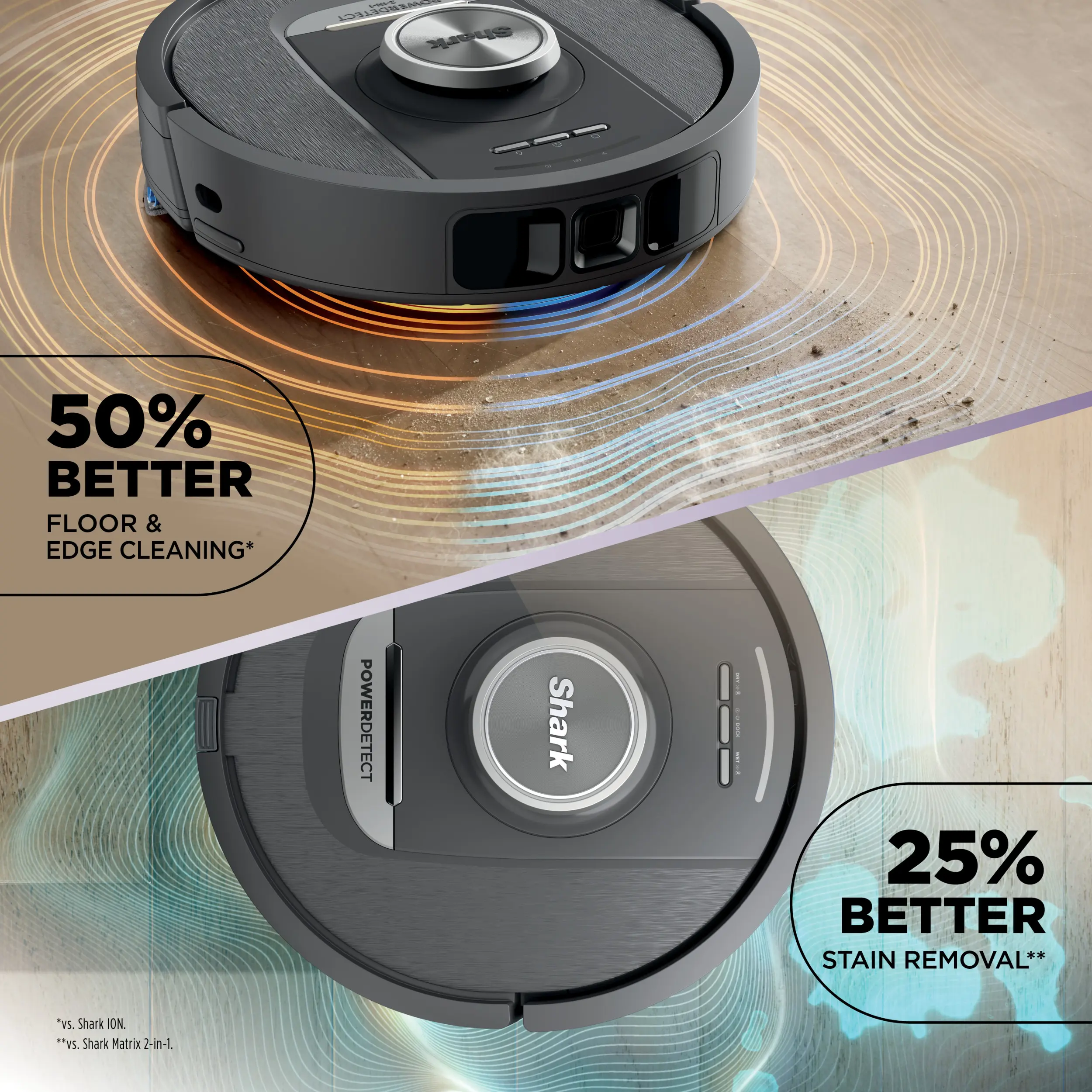 Shark PowerDetect 2-in-1 Robot Vacuum and Mop with NeverTouch Base - RV2820YE