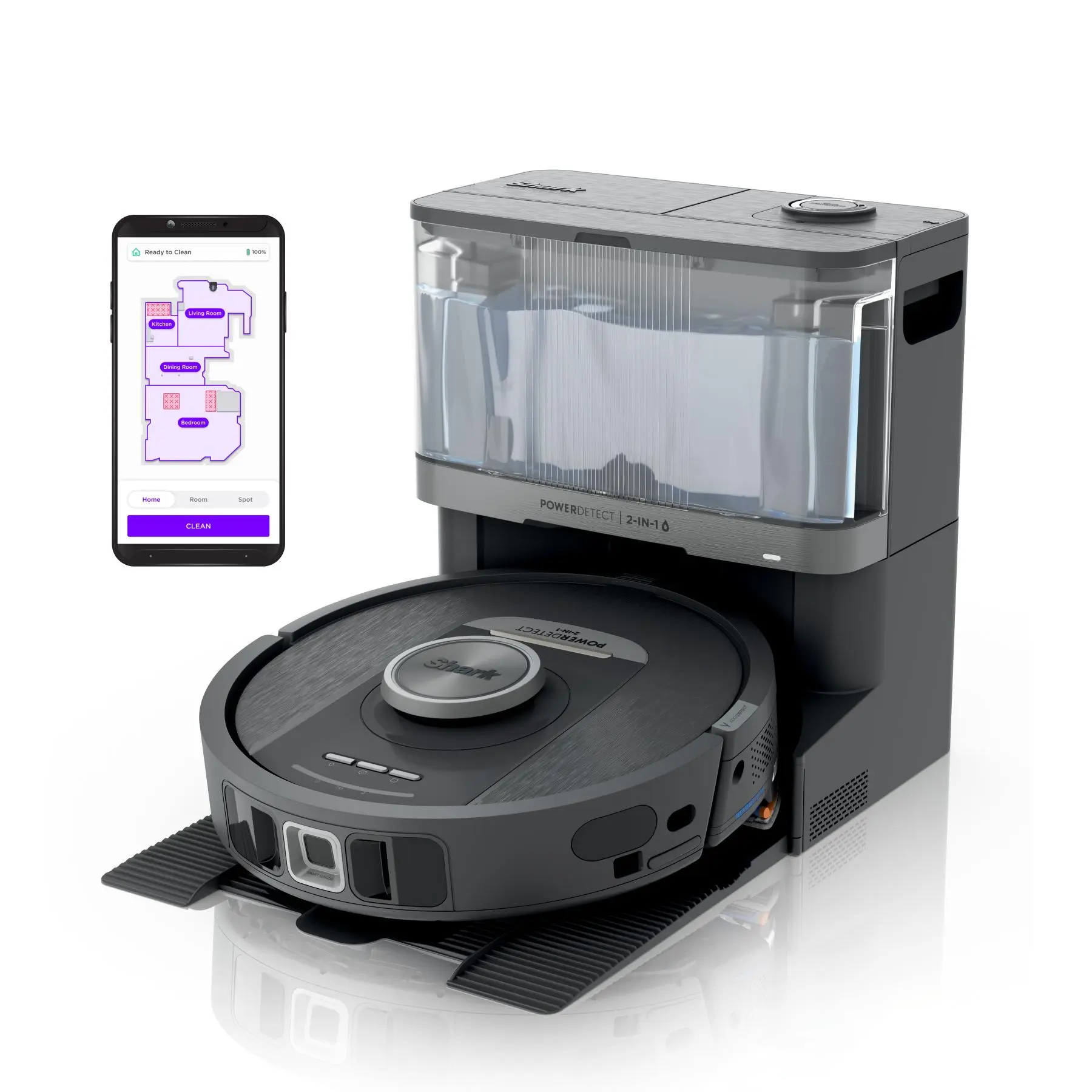 Shark PowerDetect 2-in-1 Robot Vacuum and Mop with NeverTouch Base - RV2820YE