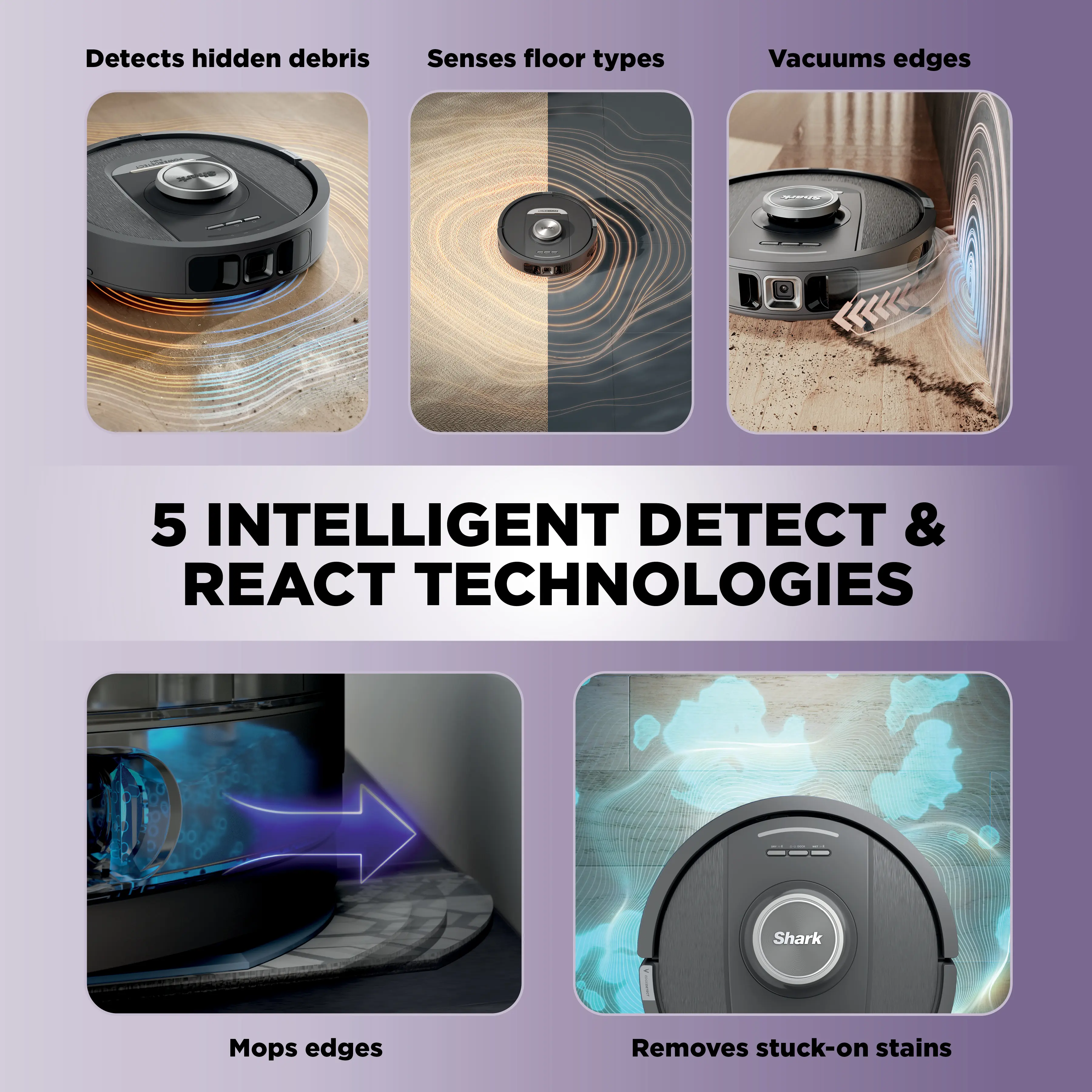 Shark PowerDetect 2-in-1 Robot Vacuum and Mop with NeverTouch Base - RV2820YE