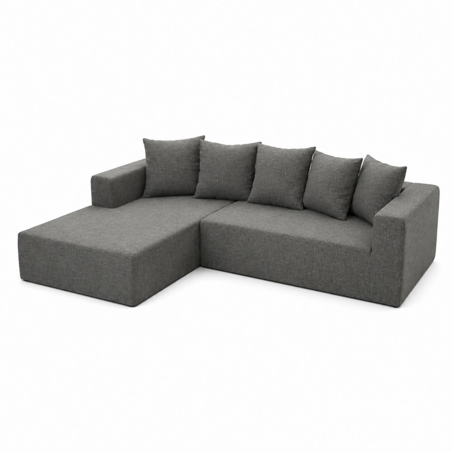 Sofa narożna L z poduszkami tkanina poliestrowa szary 250x150x85 cm