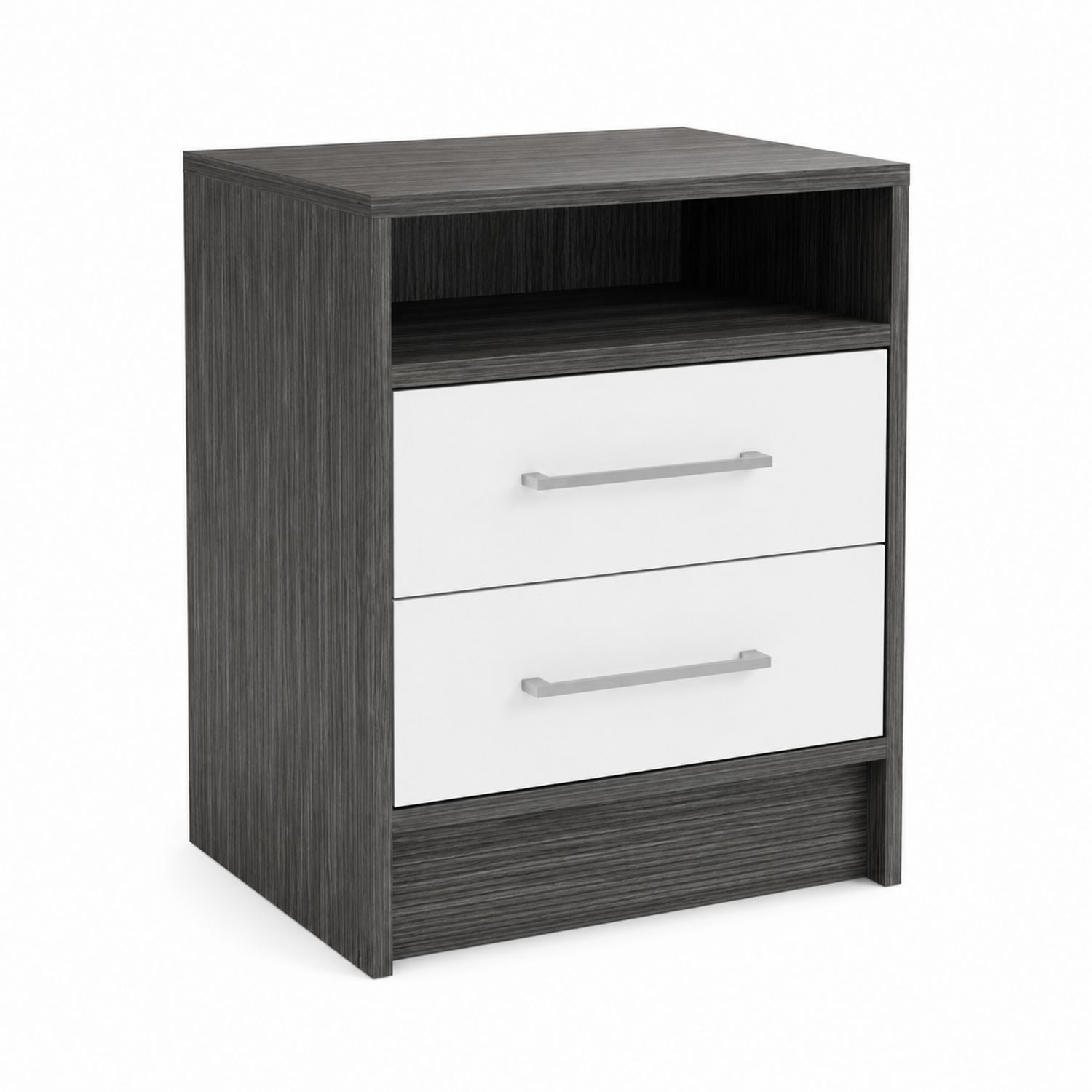Stolik nocny z szufladami 40x30x60 cm drewno i metal