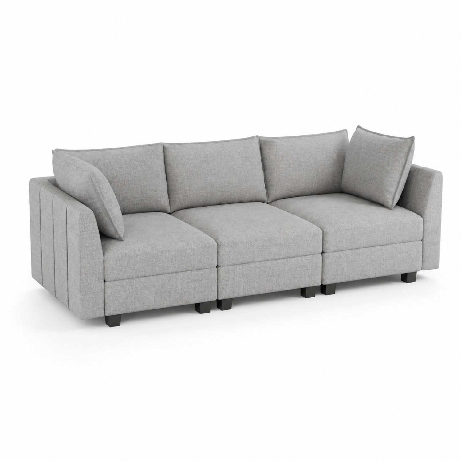 Sofa modułowa z tkaniny poliestrowej szara 220 cm