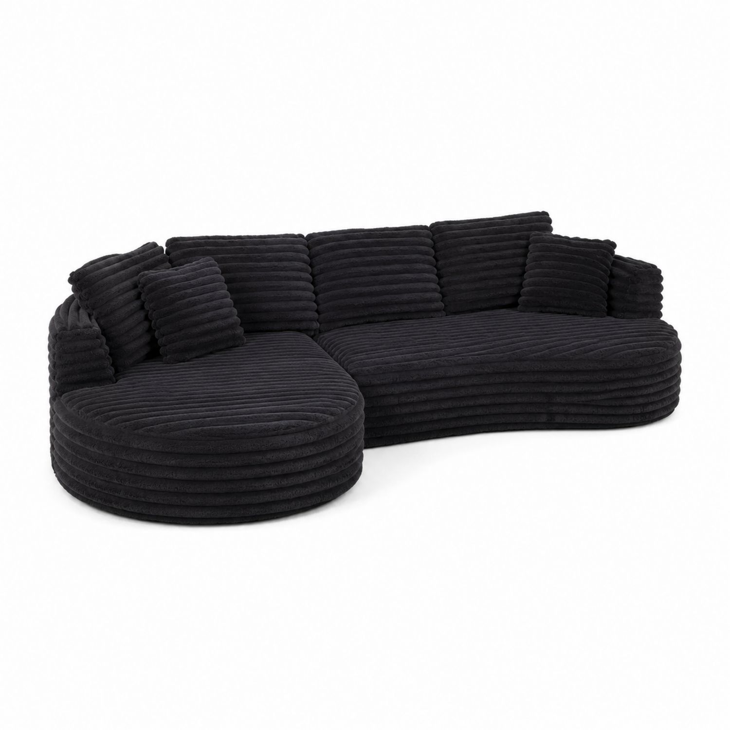 Sofa narożna półokrągła z tkaniny sztruksowej Czarna