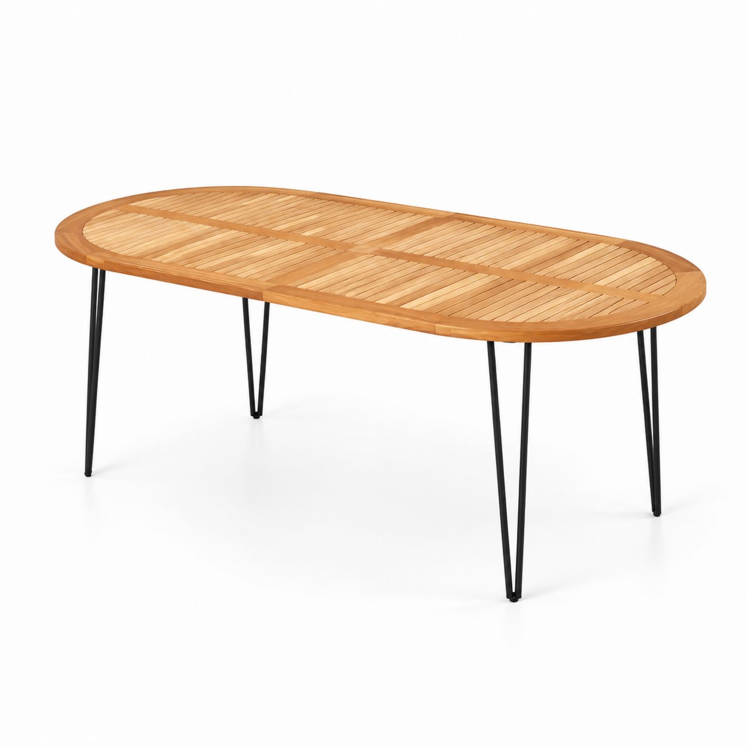 Stół ogrodowy owalny 200x90 cm drewno tekowe i metal