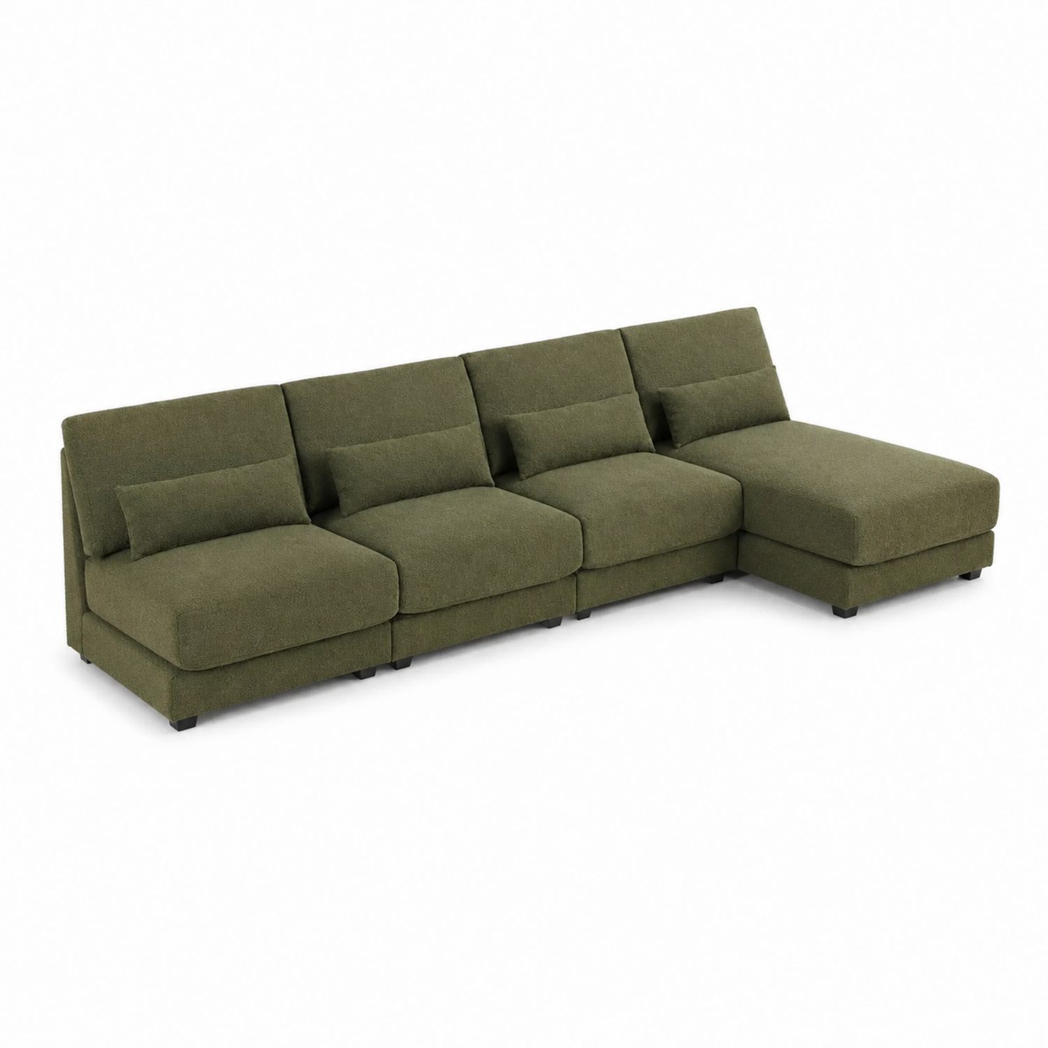 Sofa modułowa rogowa 4-częściowa tkanina Oliwkowa