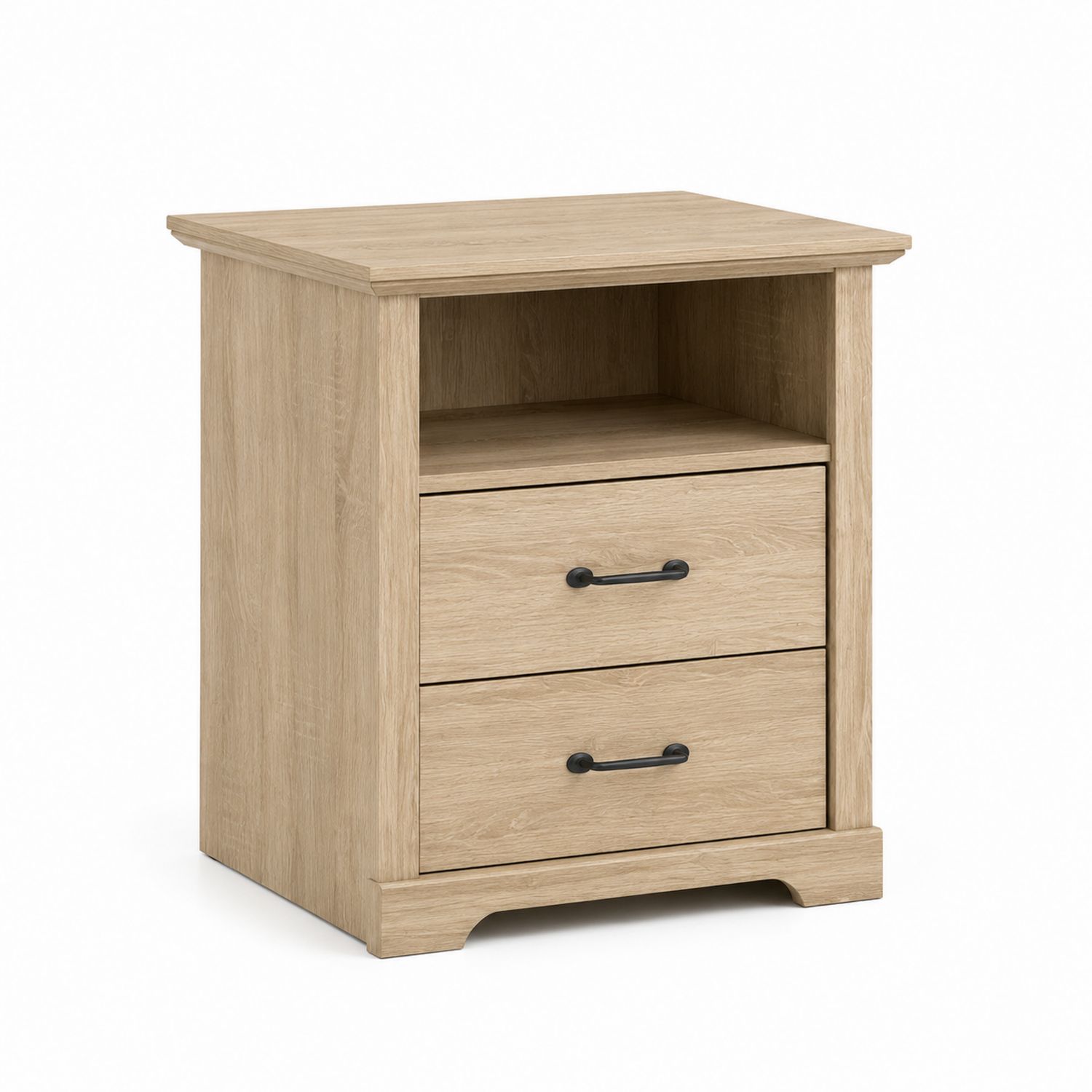 Stolik nocny z laminowanej płyty MDF z 2 szufladami i półką