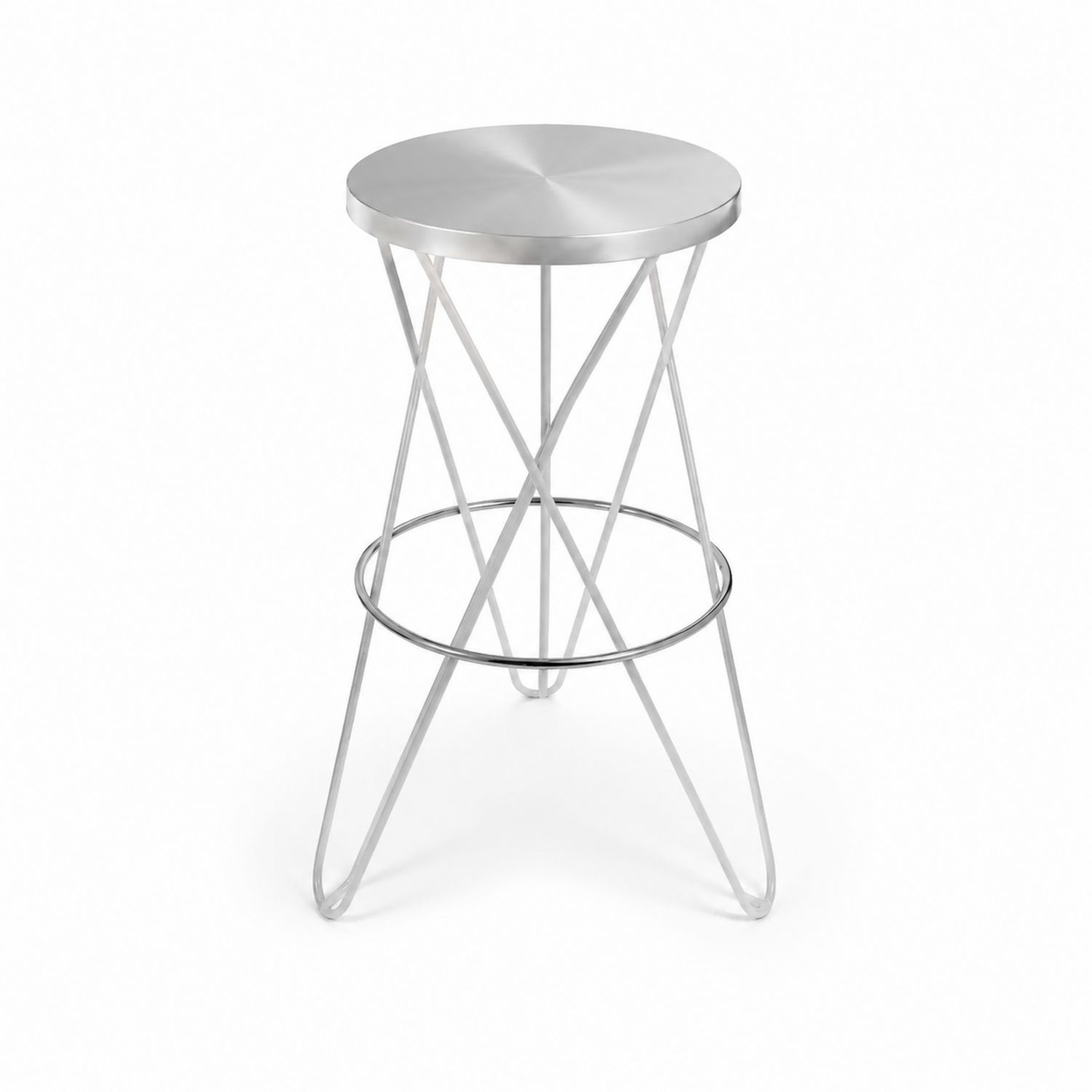 Stołek barowy z metalu 45 cm Srebrny