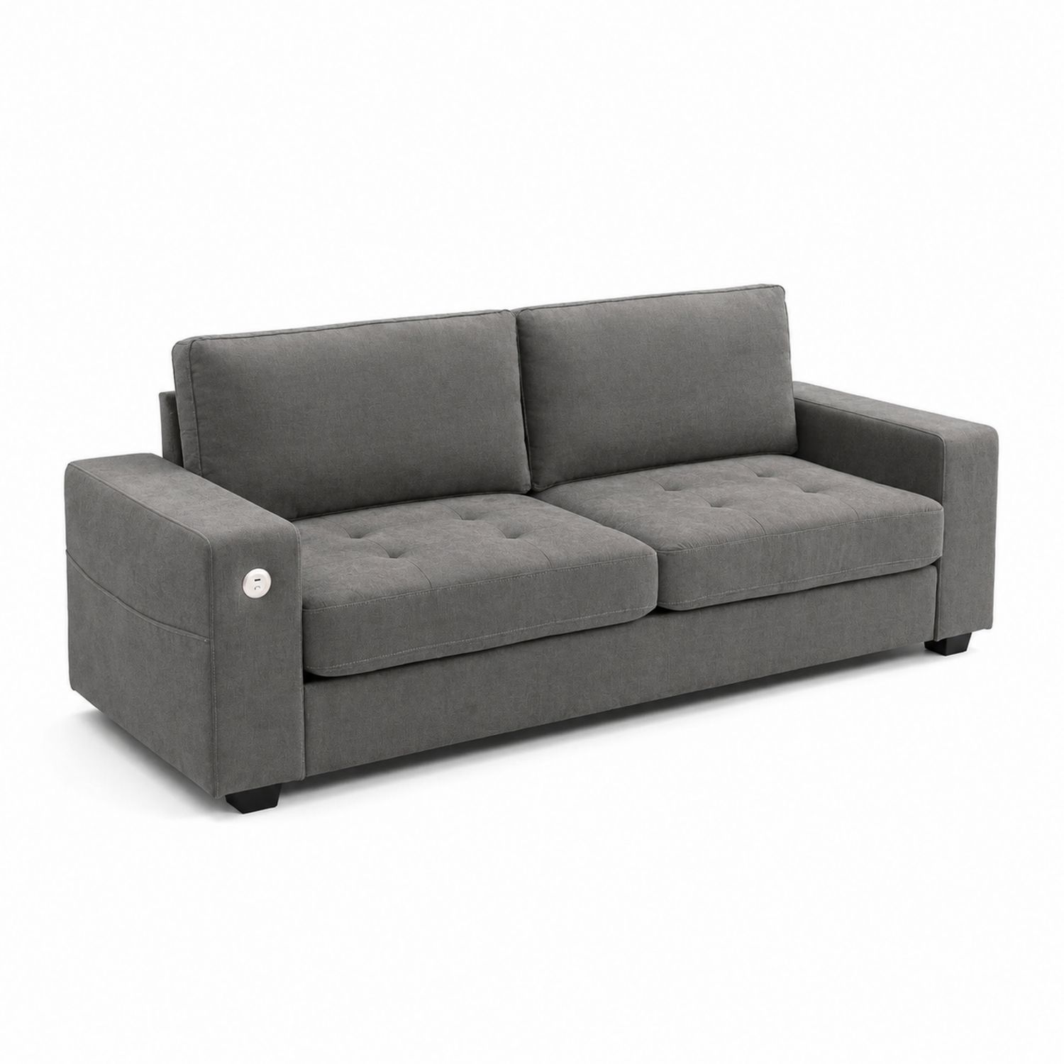Sofa trzyosobowa szara tkanina 200x90x85 cm