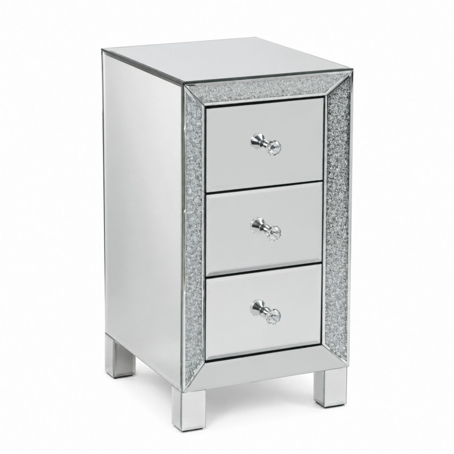 Komoda lustrzana z trzema szufladami 60cm x 30cm x 30cm Srebrny