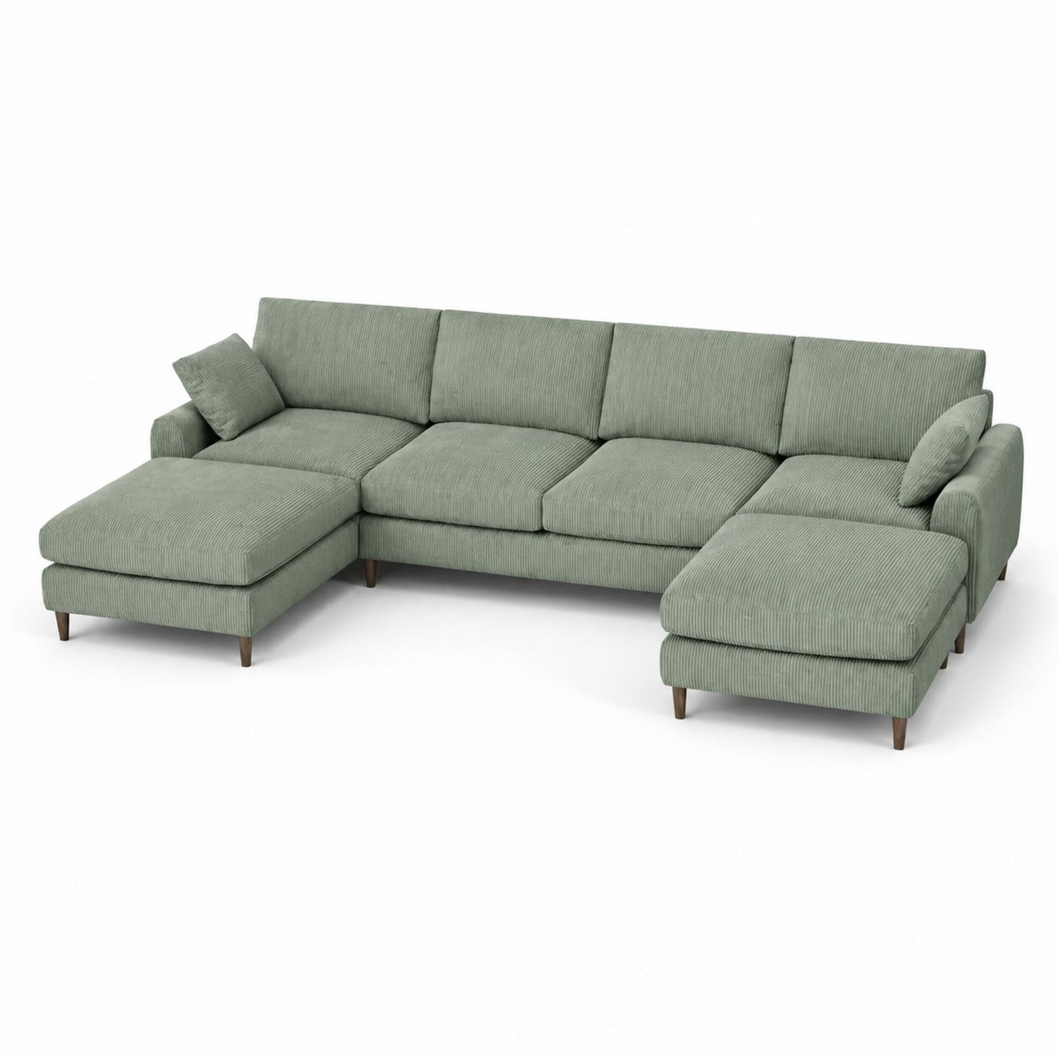 Sofa narożna z szezlongiem z tkaniny poliestrowej zielona 300x200x80 cm