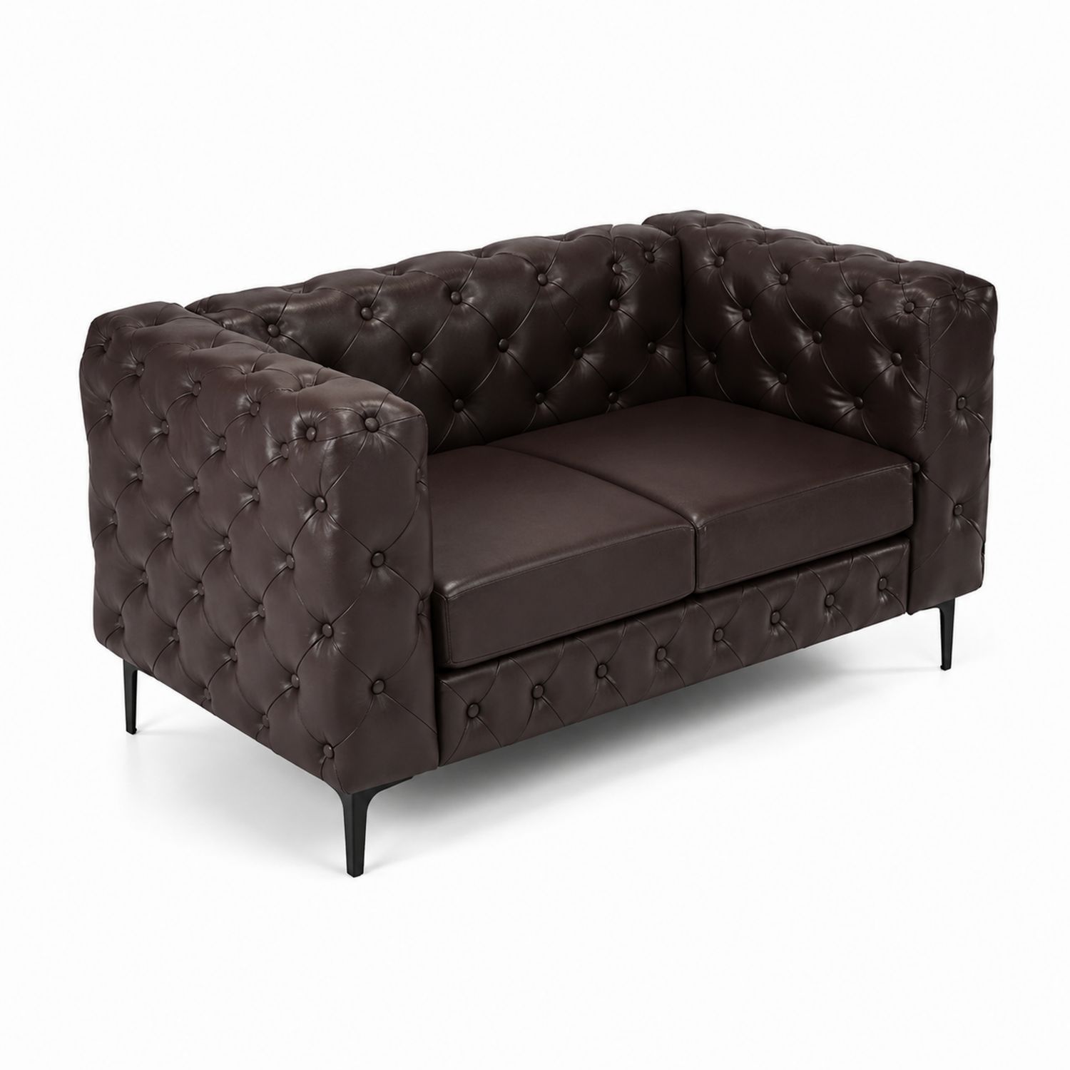 Sofa dwuosobowa skóra ekologiczna brązowa