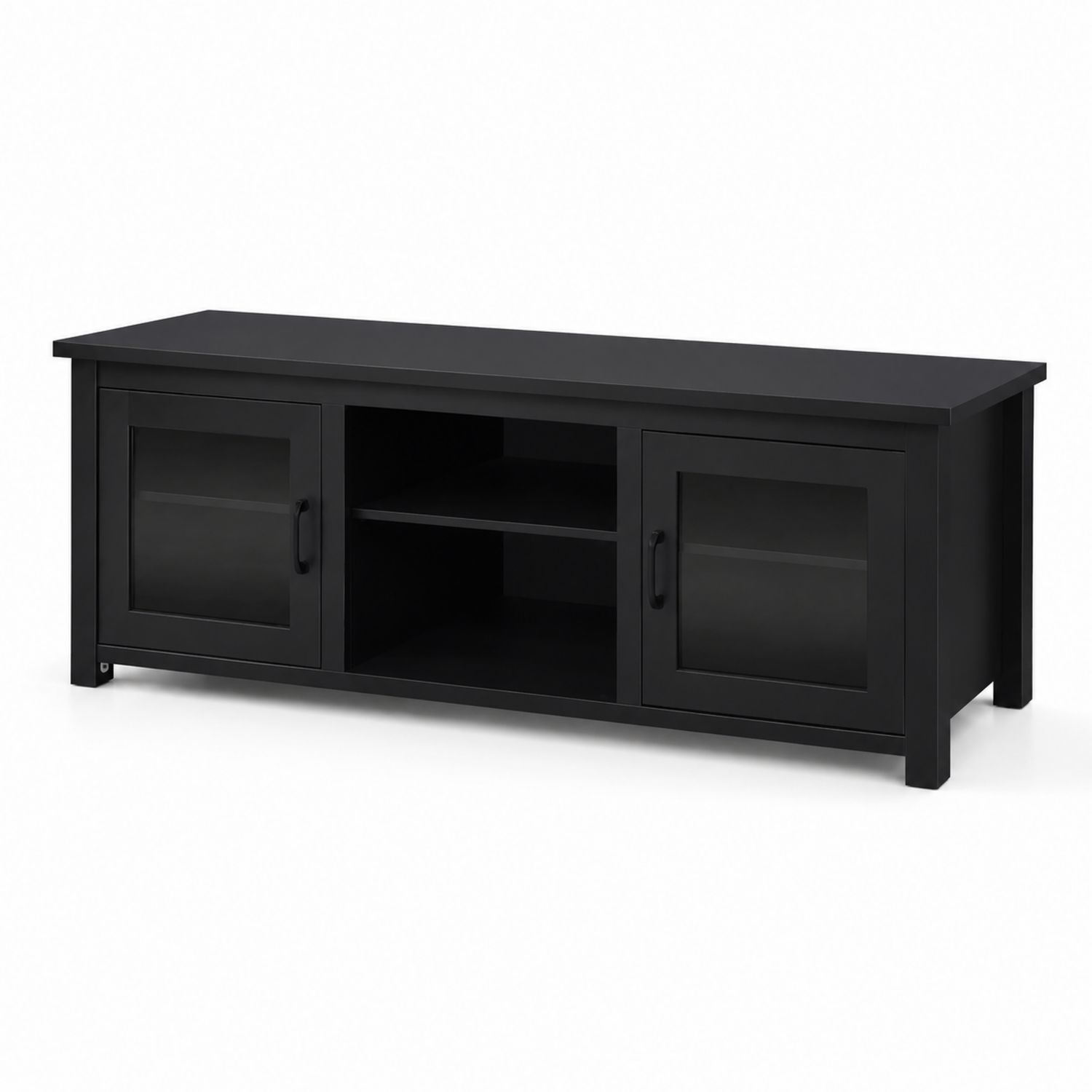 Szafka RTV z MDF i Szkła Hartowanego Czarna 120x40x50 cm