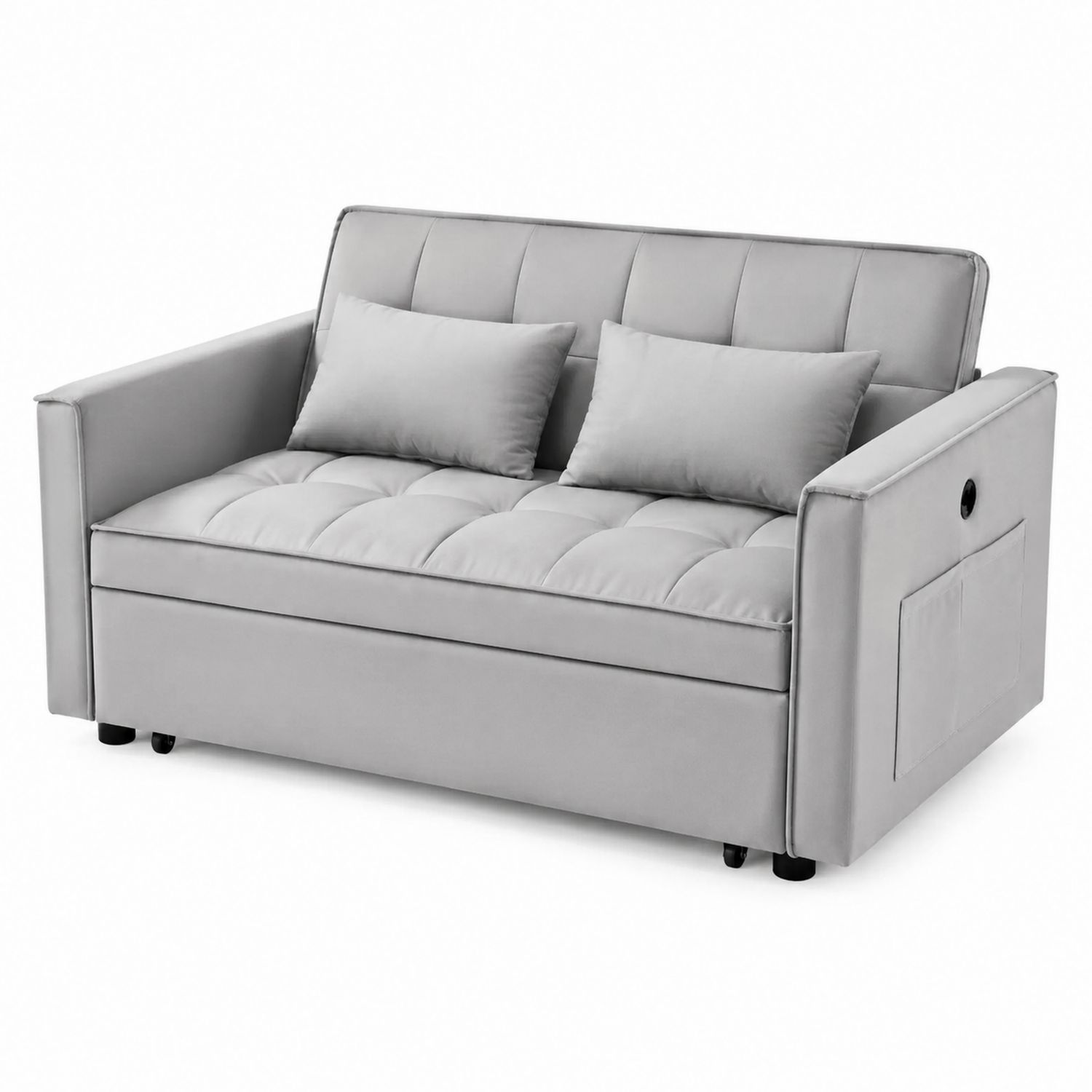 Sofa rozkładana z tkaniny, jasnoszara