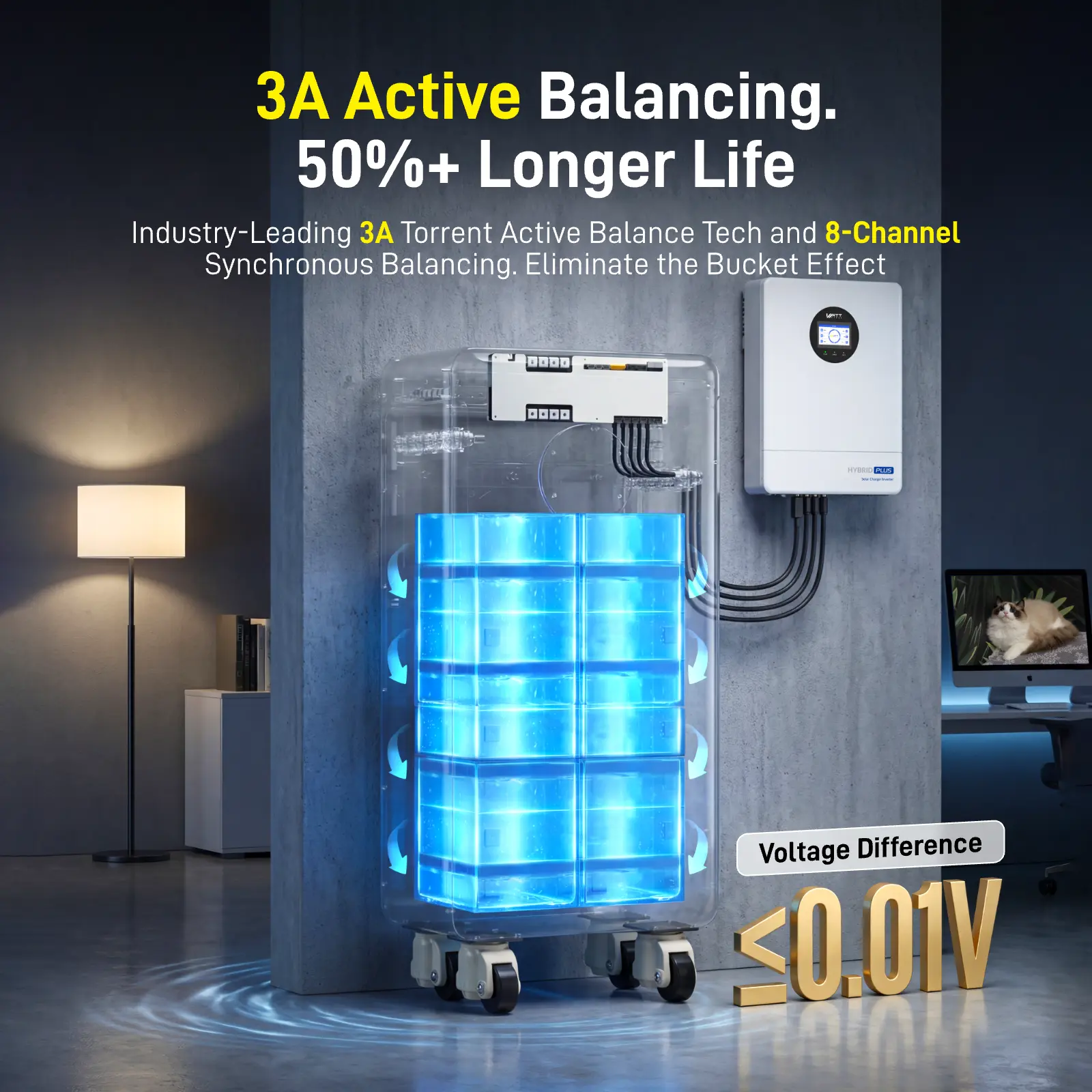 【Bundle】WattCycle Storm-Ready Power System Kit 48V 12kW Hybrid Inverter + 48V 314Ah 16kWh Battery LiFePO4  Lithium Battery with Smart BMS, Bluetooth, Active Balancing & Communication solar system