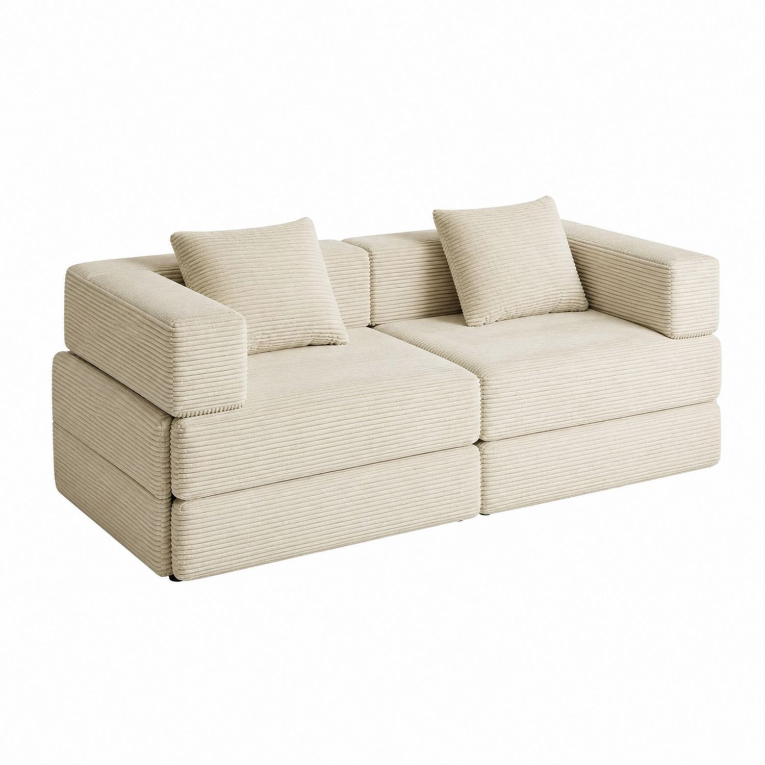 Sofa narożna z kordu beżowa-novarvex