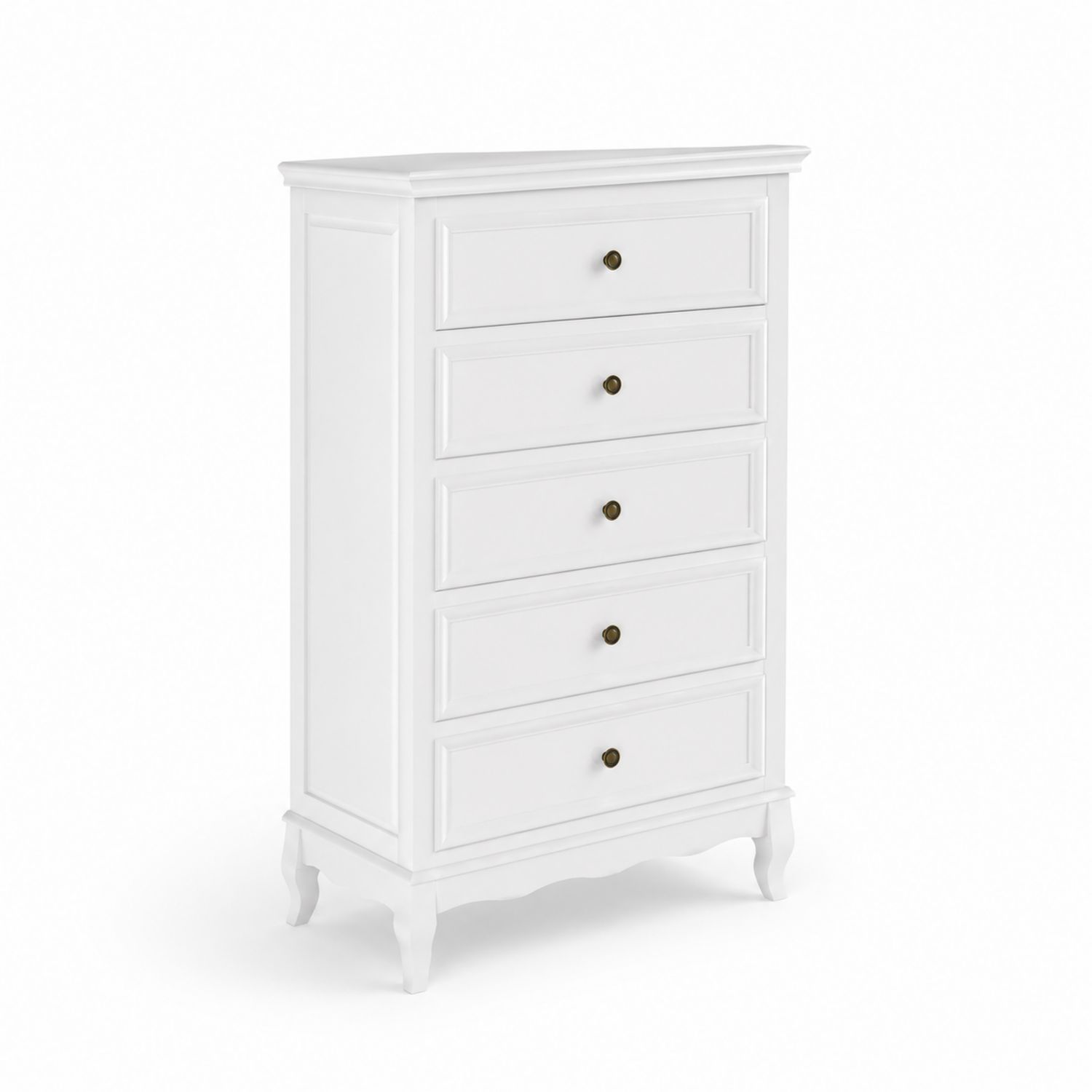 Komoda z 5 szufladami z drewna sosnowego Biała 85x40x120 cm-novarvex