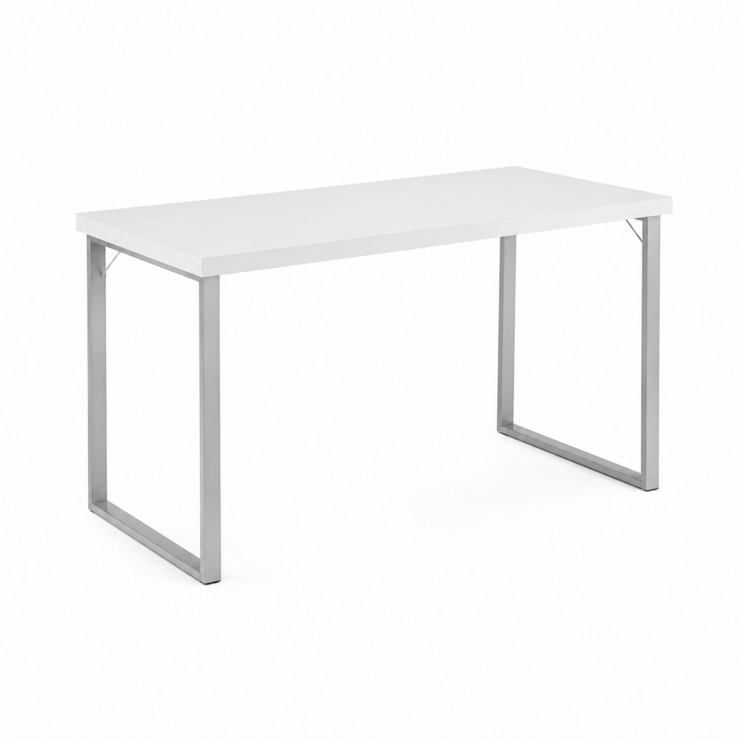 Biurko prostokątne białe MDF i stal-novarvex