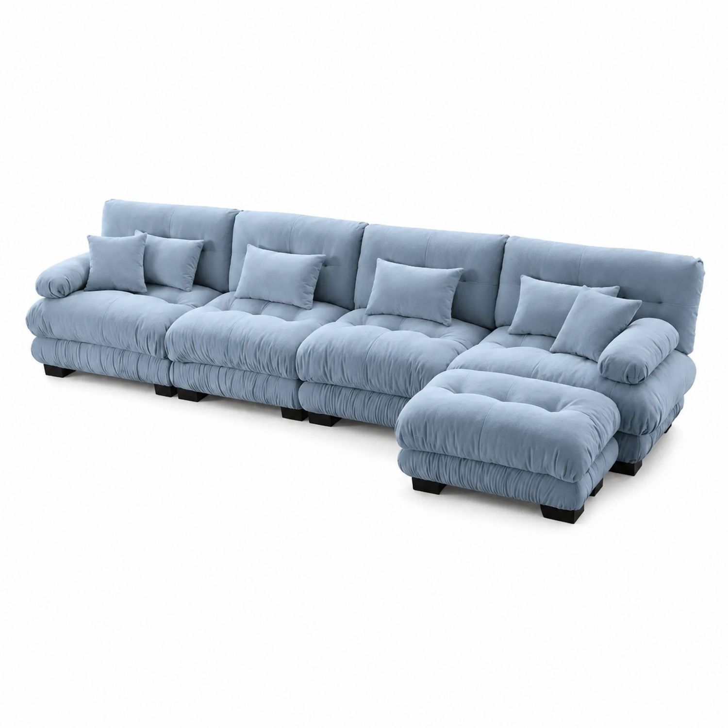 Sofa narożna z weluru 4-osobowa, Niebieska-novarvex