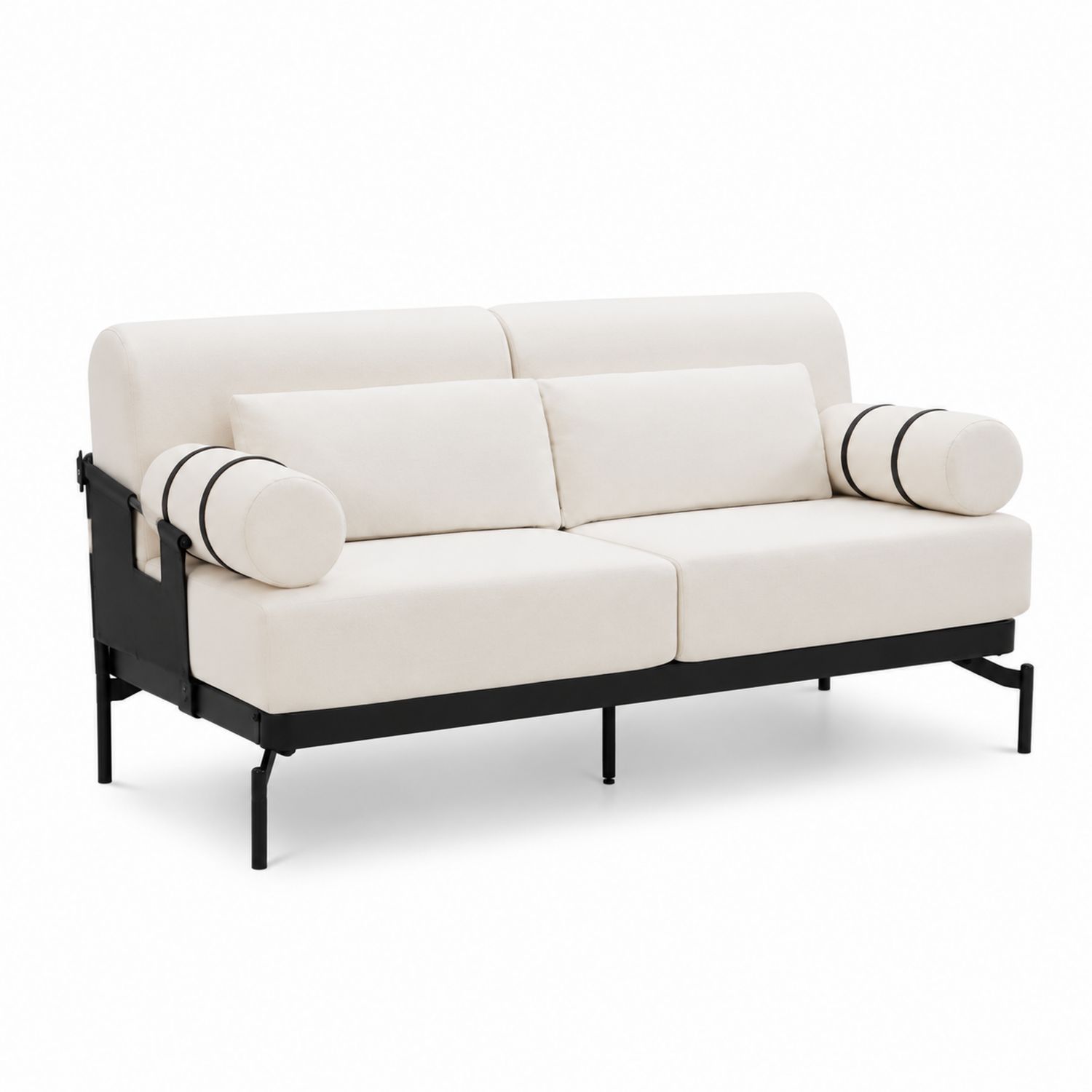 Sofa z tkaniny z bawełny o stalowej ramie, kremowa-novarvex