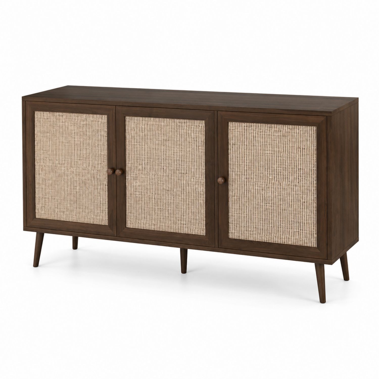 Komoda z drewna i rattanu 120x80x40 cm Brązowy-novarvex
