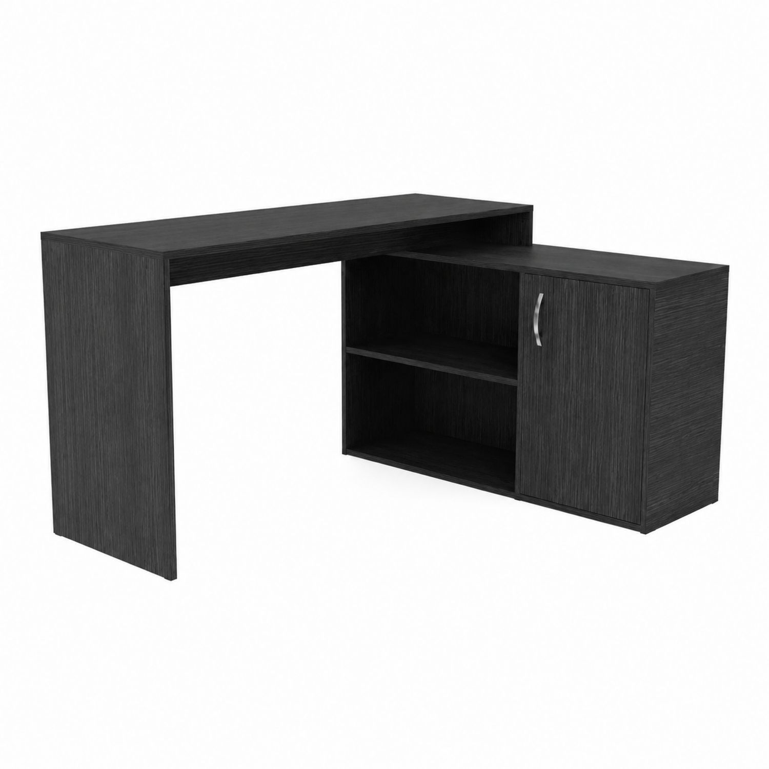 Biurko narożne z regałem, płyta MDF, kolor Czarny-novarvex
