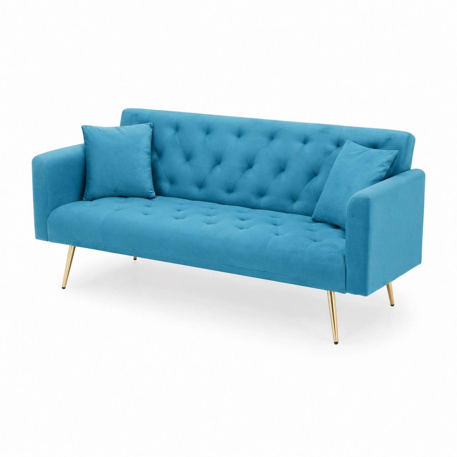 Niebieska Sofa 3-Osobowa z Aksamitną Tapicerką-novarvex