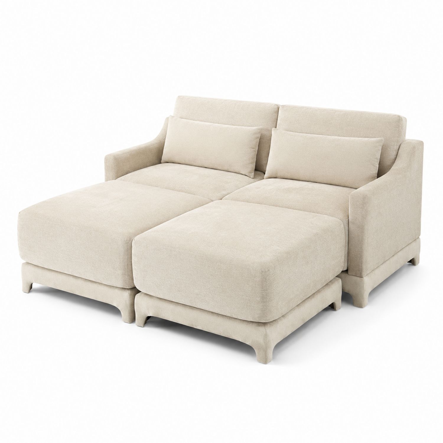 Sofa modułowa tkaninowa beżowa z podłokietnikami-novarvex