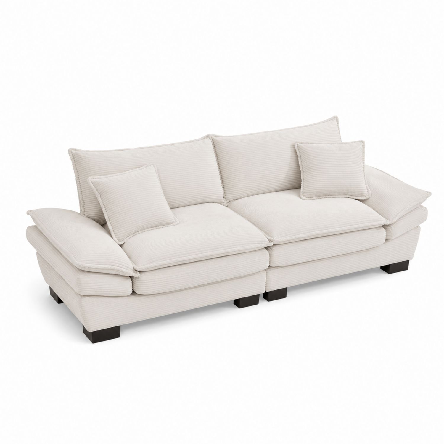 Sofa trzyosobowa sztruksowa 200x90x85 cm Kremowa-novarvex