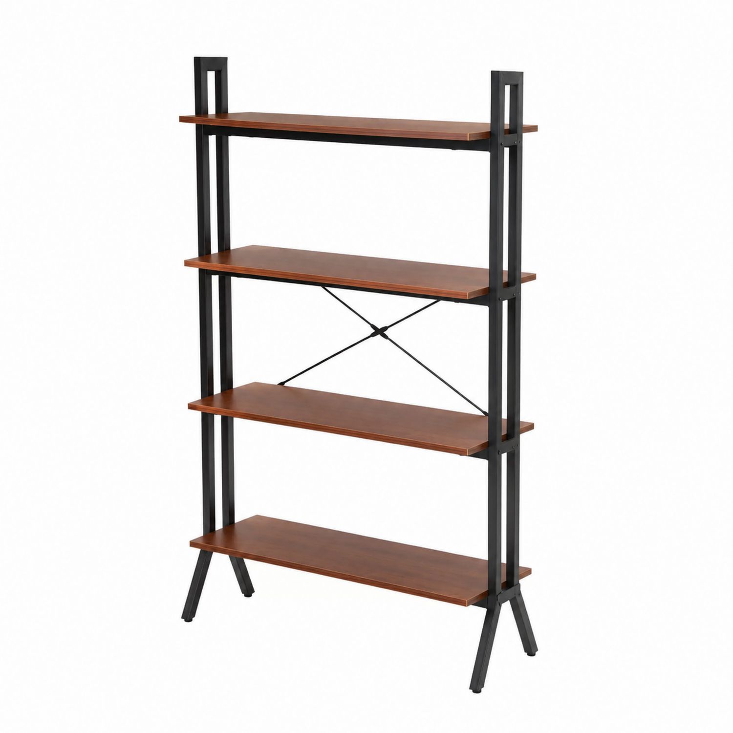 Regał metalowy z 4 półkami MDF 120x80x35 cm Czarny/Brązowy-novarvex