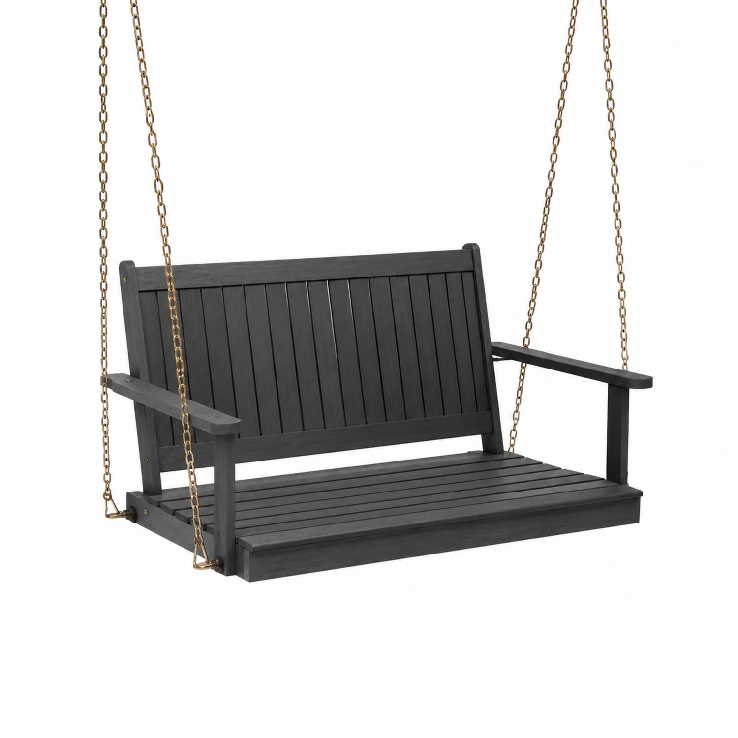 Wisząca Ławka Ogrodowa Drewniana z Łańcuchami 120 cm Czarna-novarvex