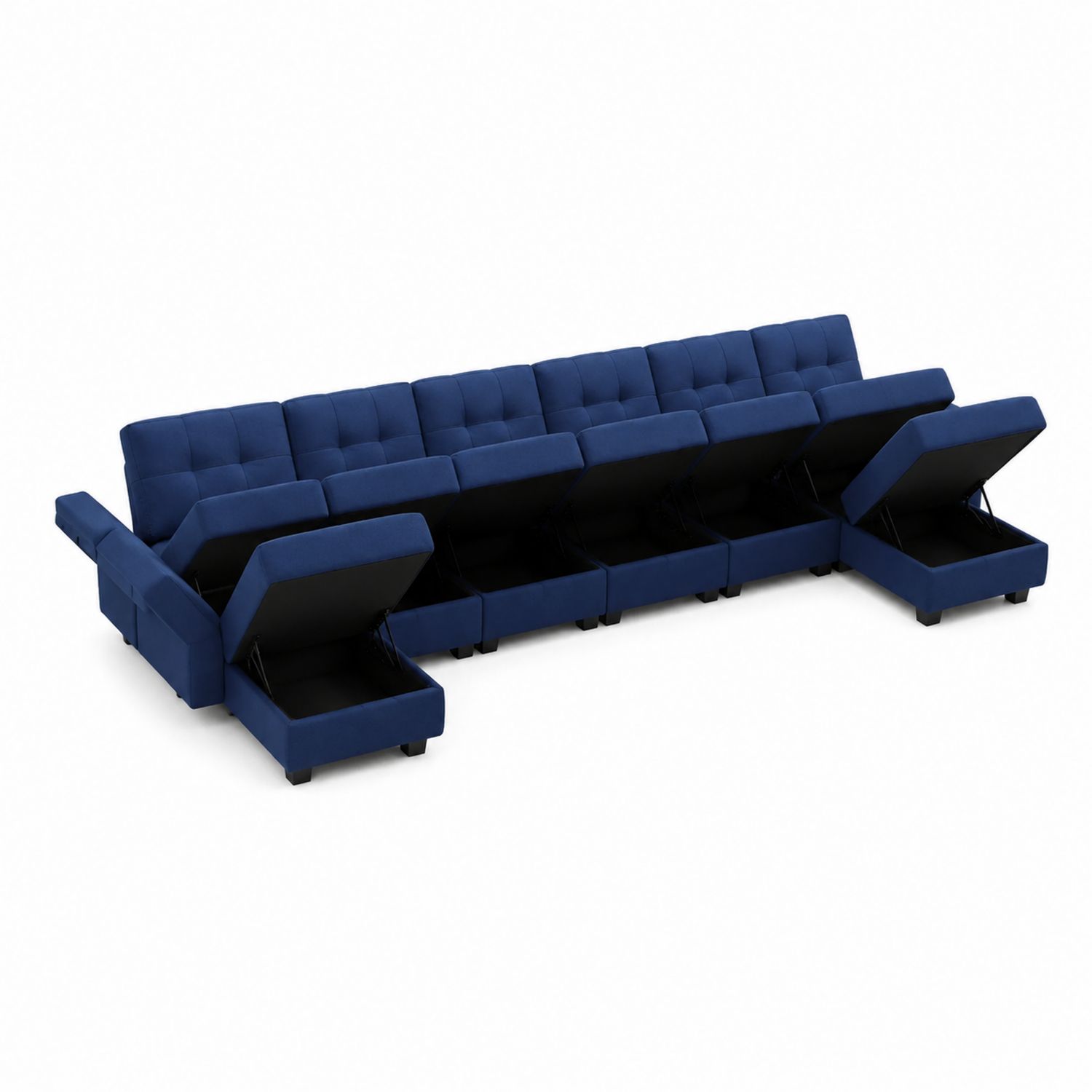 Sofa z funkcją przechowywania aksamitna granatowa 8 modułów-novarvex