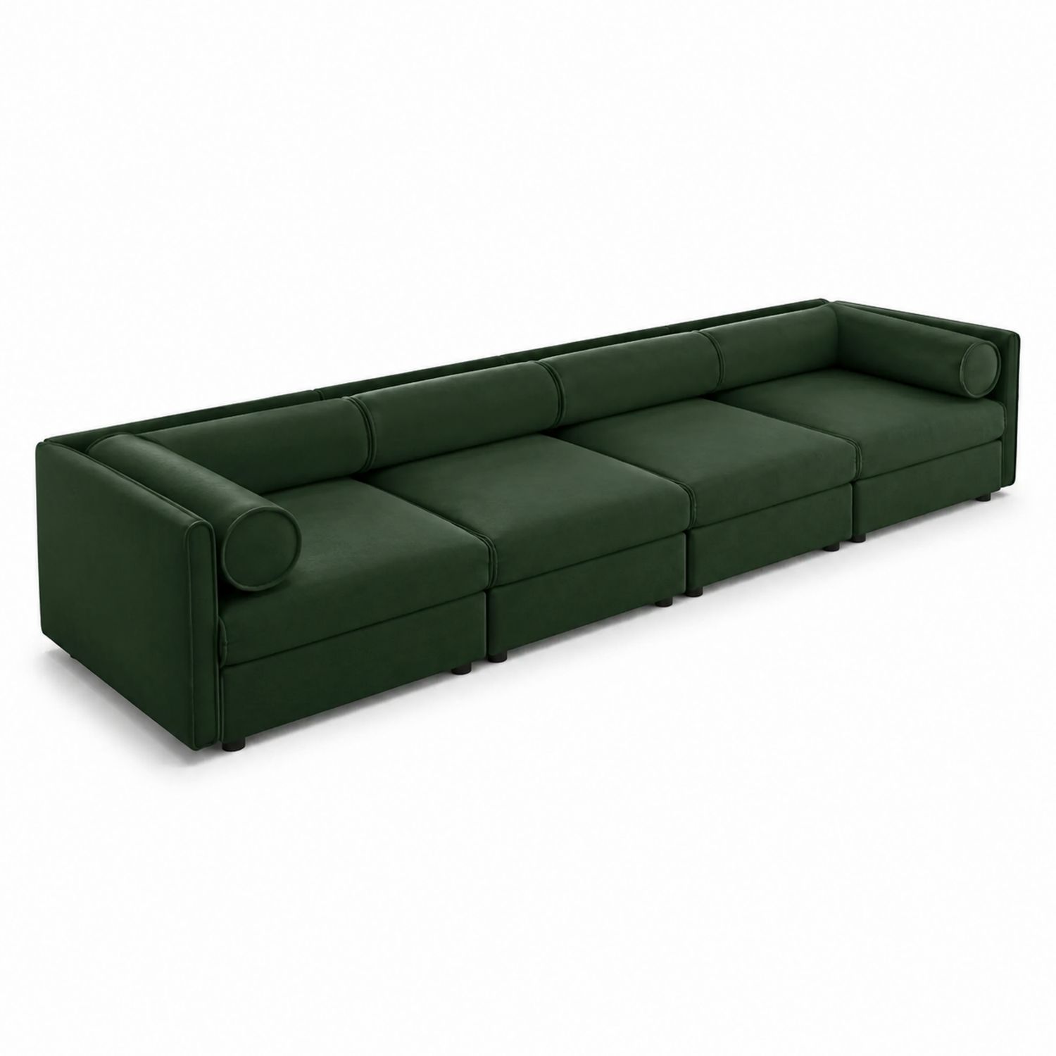 Sofa modułowa czteroczęściowa welurowa ciemnozielona-novarvex