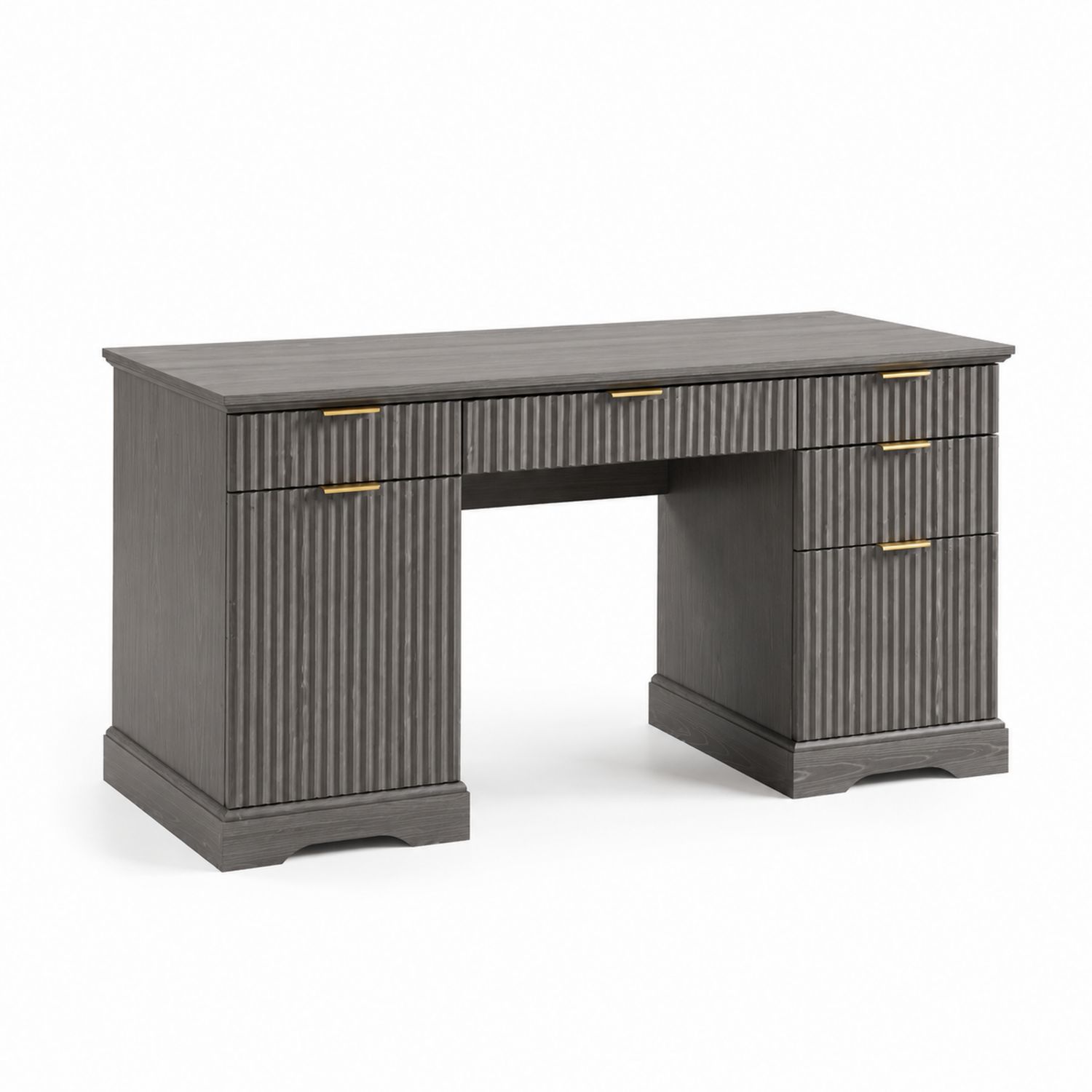 Biurko prostokątne z szufladami 140x60x75 cm drewno szare-novarvex