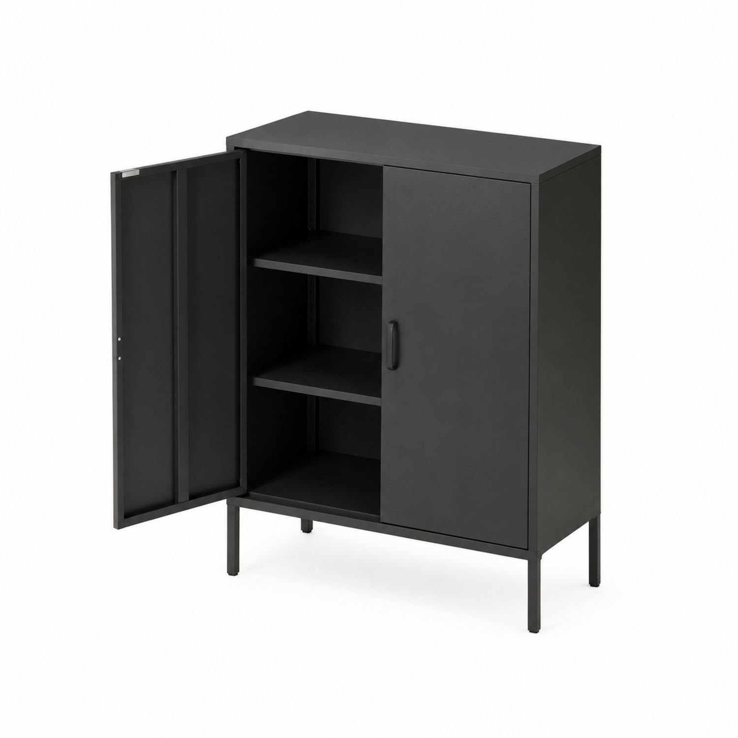 Metalowa szafka z dwoma drzwiami czarna 100x80x40 cm-novarvex