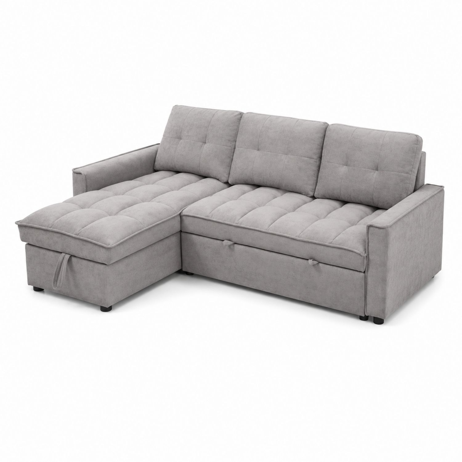 Sofa narożna rozkładana z tkaniny w kolorze Szarym-novarvex