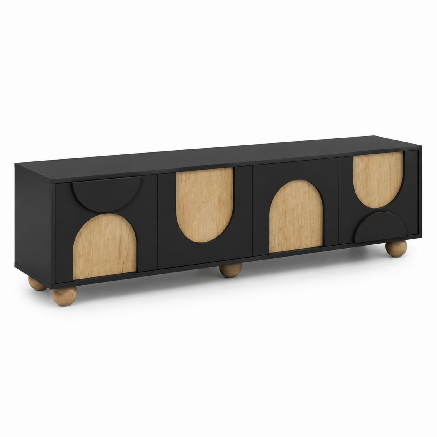 Szafka RTV z trzema drzwiami z drewna i MDF czarna/dąb 120x40x50 cm-novarvex