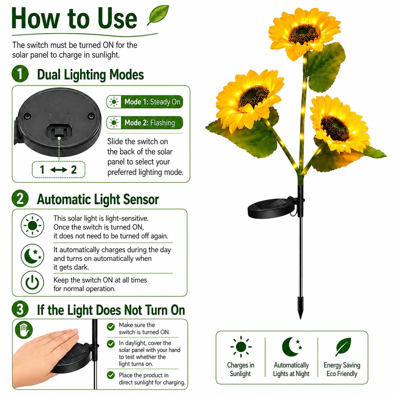 Solar Powered LED Sunflower Garden Lights Set of 2/4/6 Pieces Realistic Nighttime Glow for Yard Lawn Patio Porch Waterproof IP65 Energy Efficient Outdoor Lighting Durable Plastic Flowers All Weather Protection Solar Powered LED Sunflower Garden Lights Set of 2/4/6 Pieces Realistic Nighttime Glow for Yard Lawn Patio Porch Waterproof IP65 Energy Efficient Outdoor Lighting Durable Plastic Flowers All Weather Protection