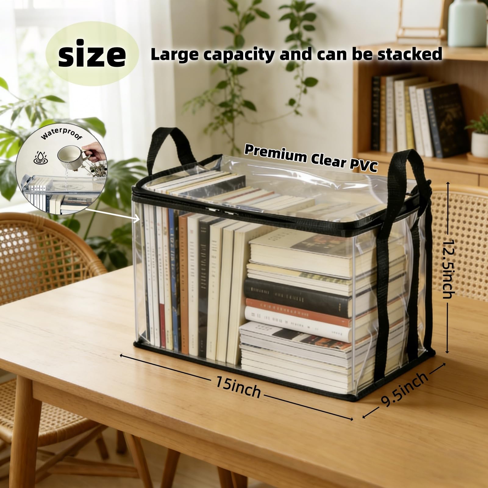 【Summervibes】Large Clear Thick Plastic Storage Box with Hinged Lid, Heavy-Duty Durable High Capacity Organizer, Perfect for Home, Camping, Travel, Attic and Moving