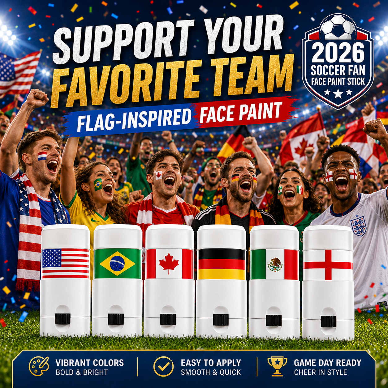 2026 Soccer Fan Face Paint Stick Show Your Team Spirit in Seconds ⚽🌍-LUN